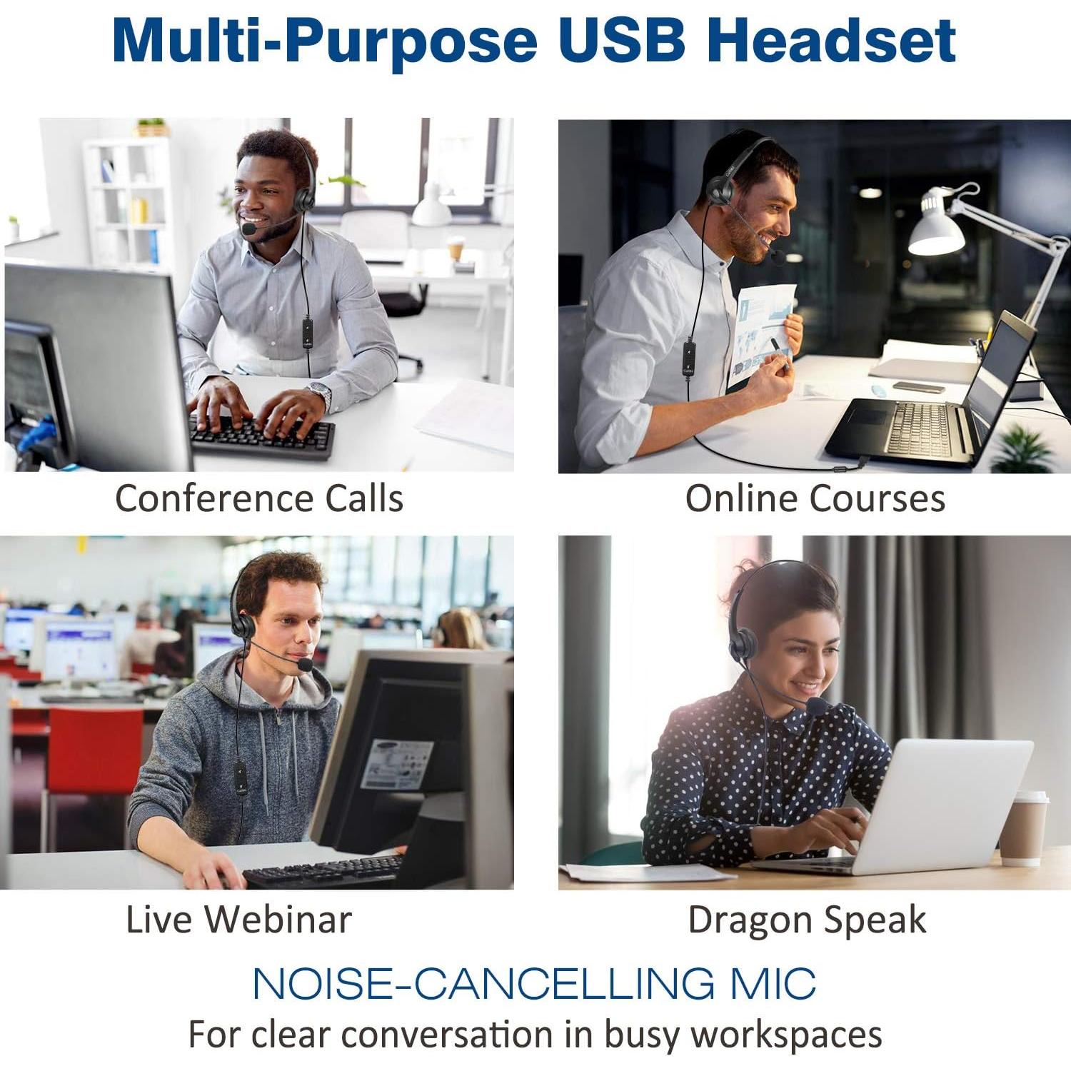 Auriculares USB Callez C502U con micrófono y cancelación de ruido