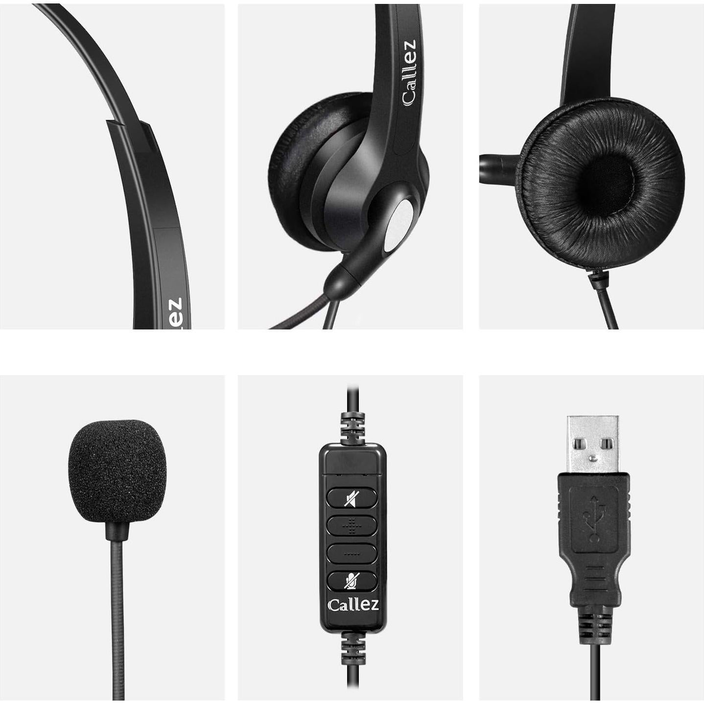 Auriculares USB Callez C502U con micrófono y cancelación de ruido