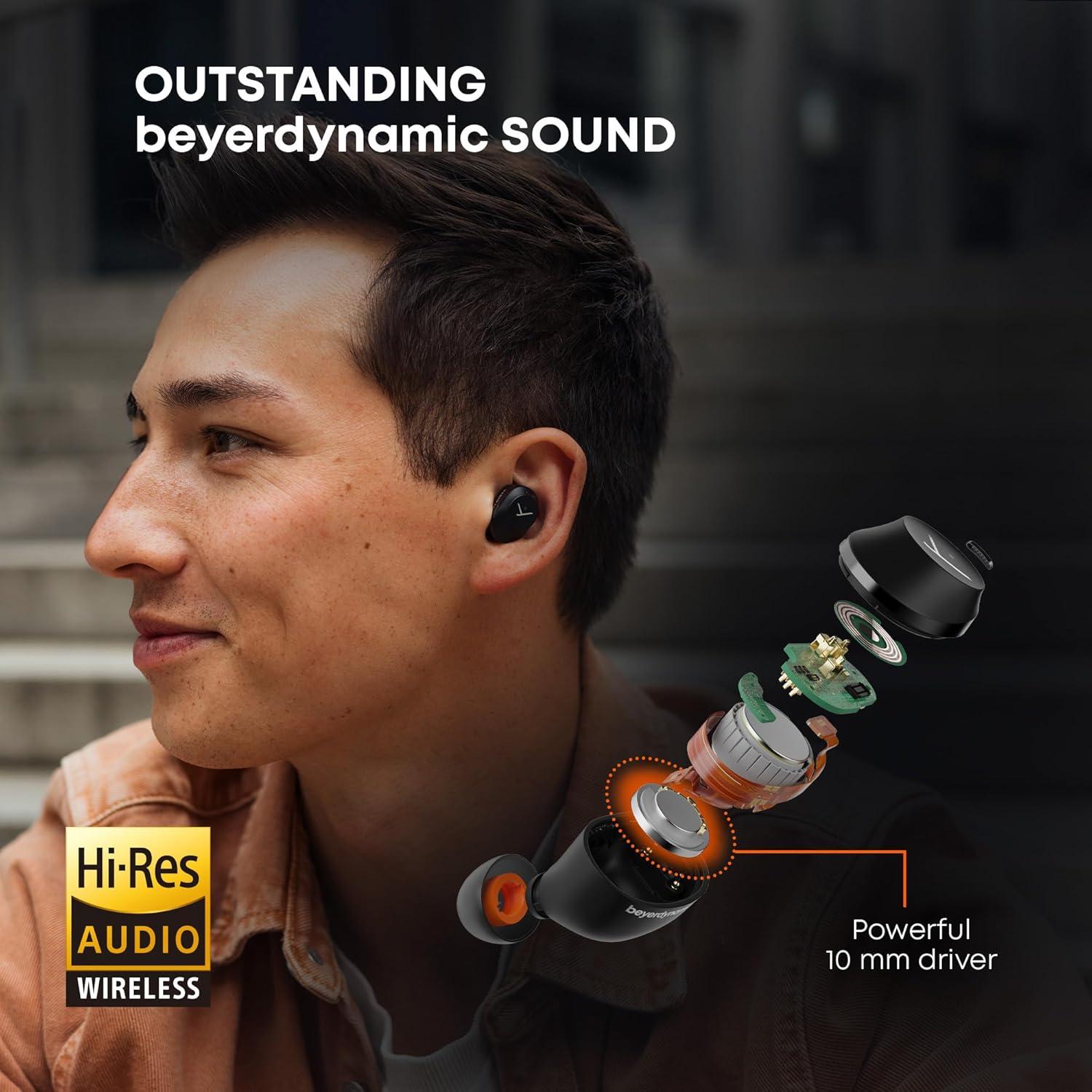 Beyerdynamic Amiron 300 True Wireless Noise Cancelling Earbuds, Multipoint Bluetooth® 5.3 with Active Noise Cancellation, Up to 10 Hours of Battery Runtime, Cream