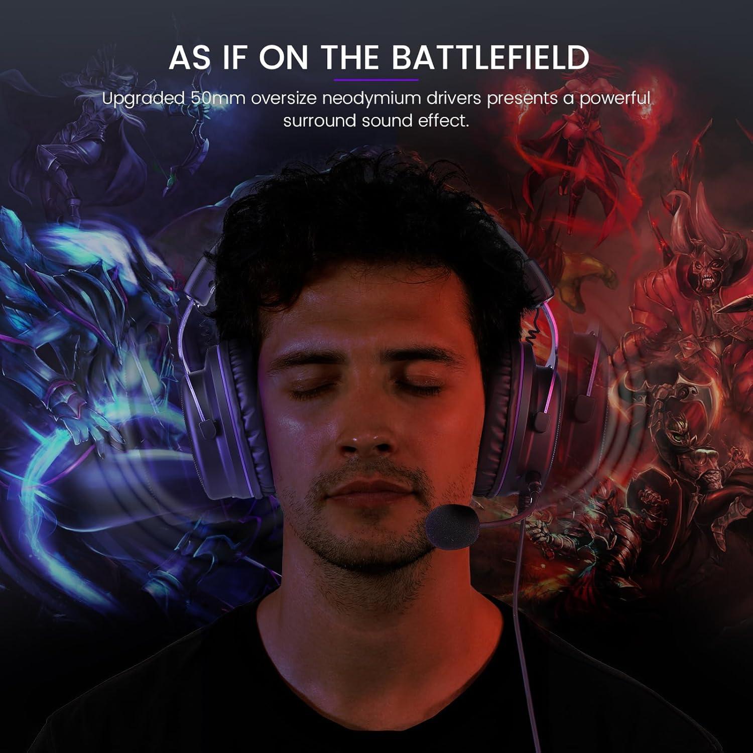 Auriculares EKSA E900 con micrófono desmontable y sonido 3D