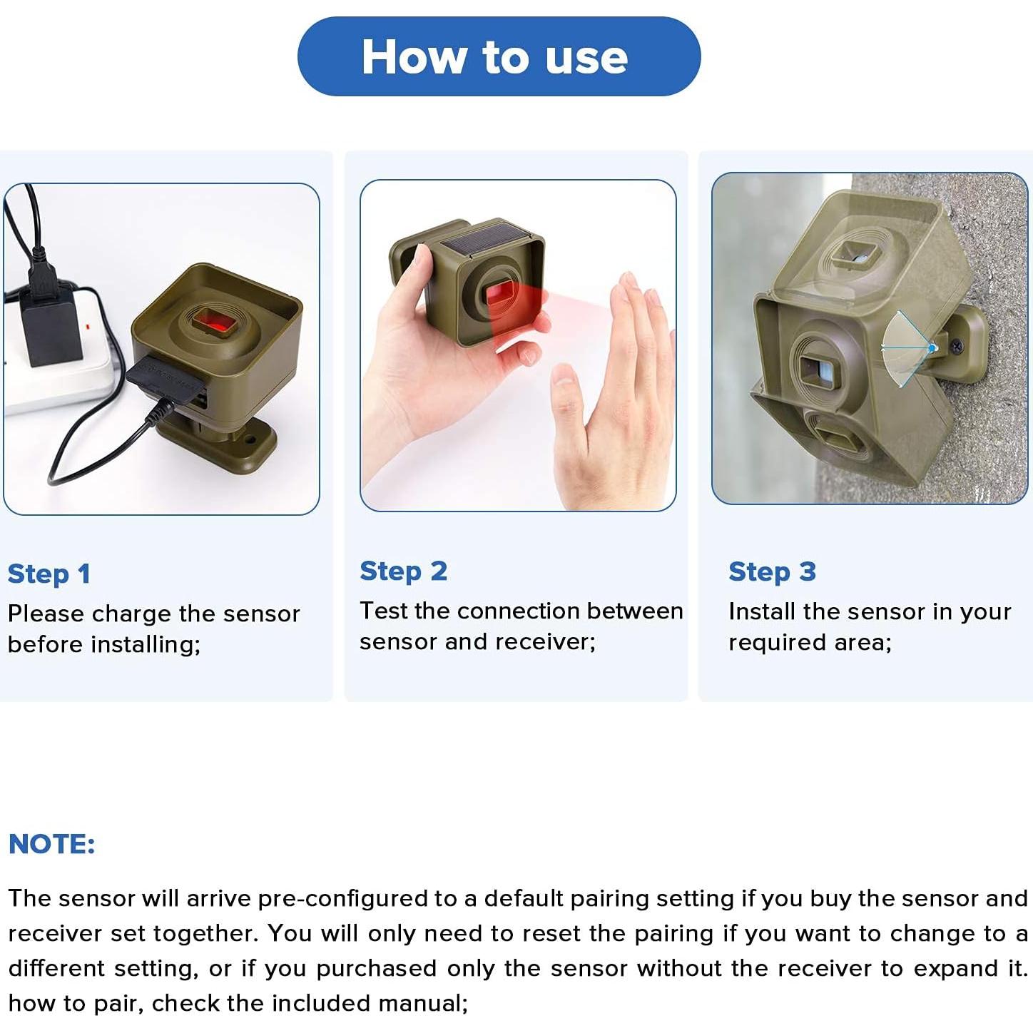 Alarma Solar Inalámbrica Chtoocy con 2 Sensores y Receptor