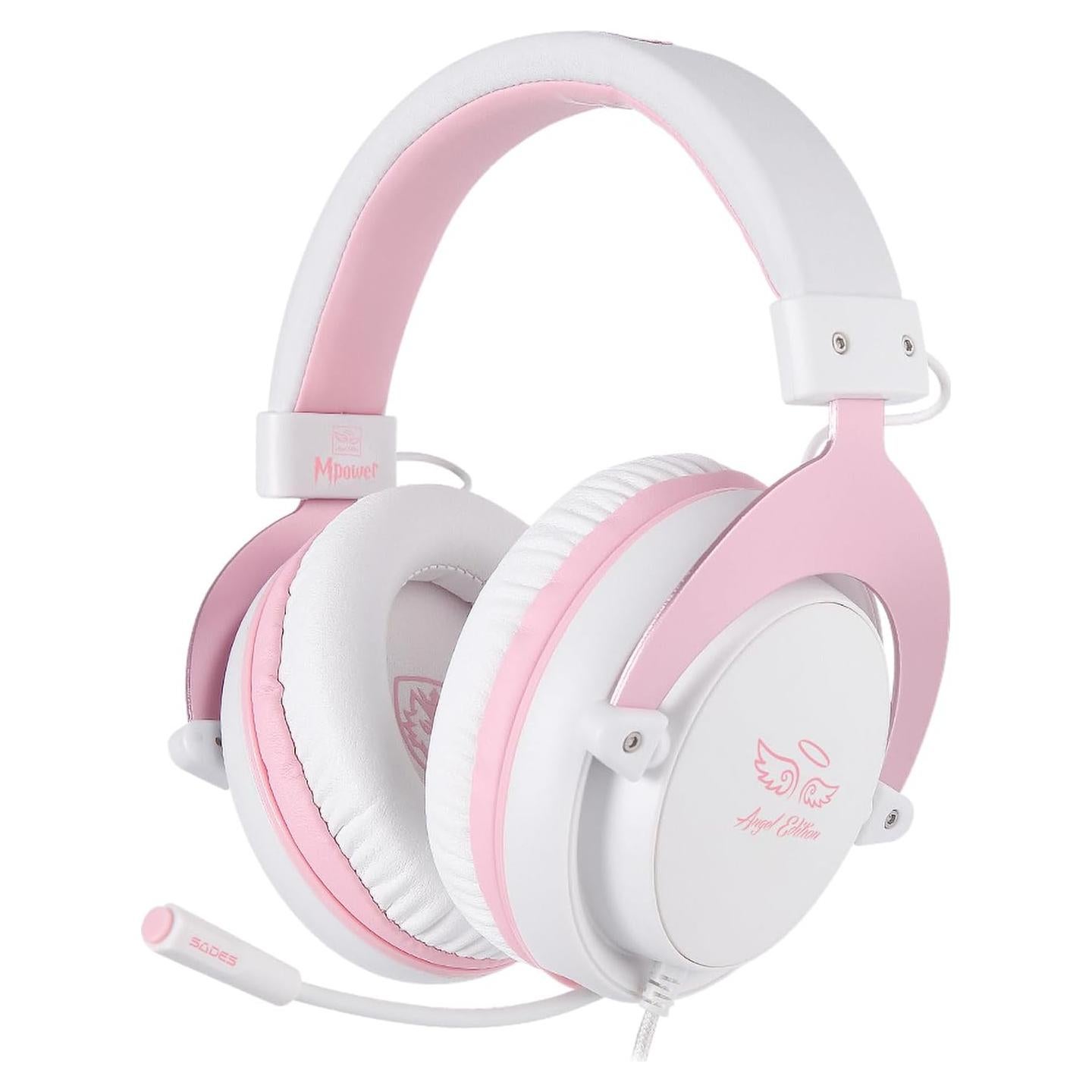 Auriculares Gaming Stereo SADES Mpower Rosa con Cancelación de Ruido