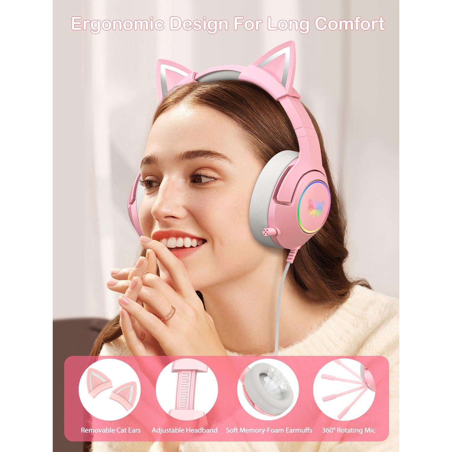 Auriculares de Juego PHNIXGAM K9 Rosa con Sonido Surround