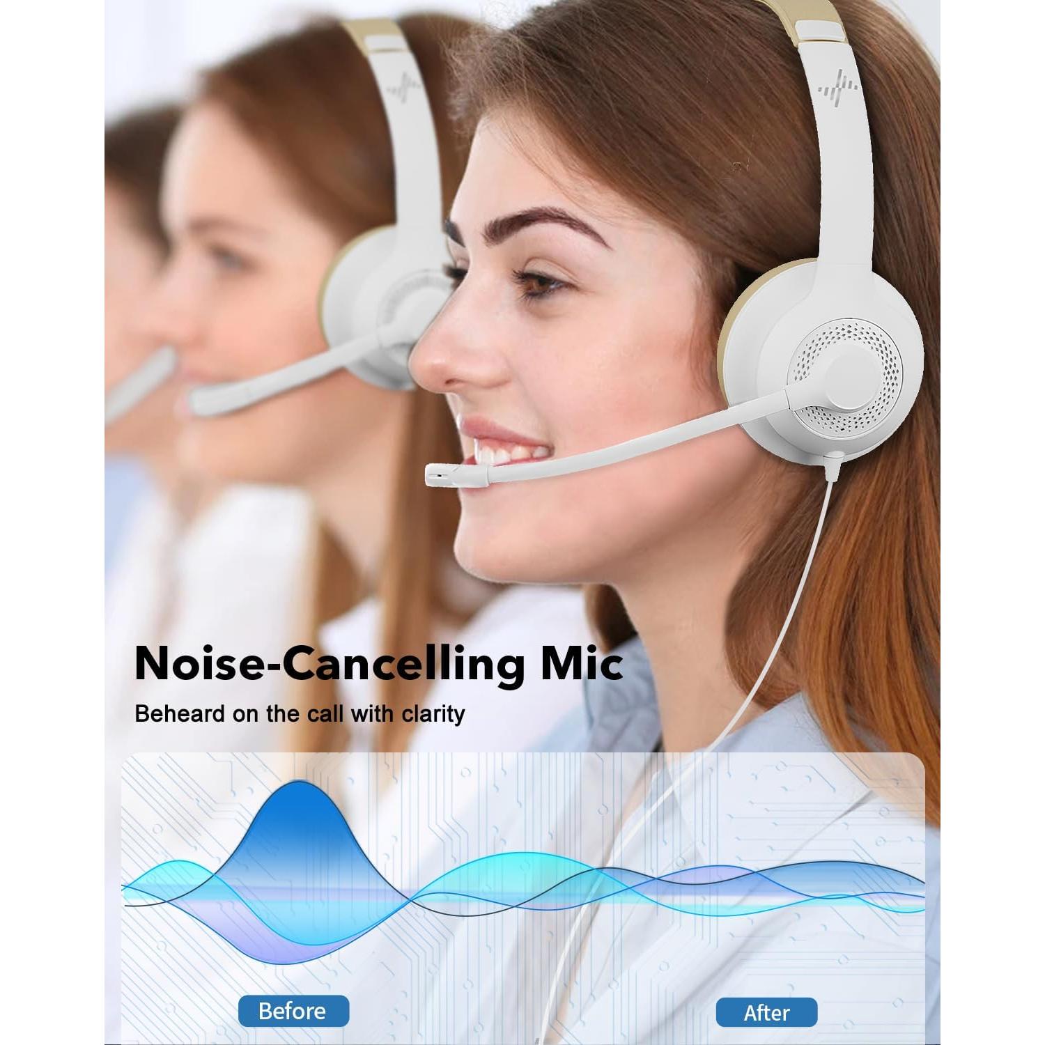 Auriculares USB con micrófono JIAMQISHI EH01, cancelación ruido