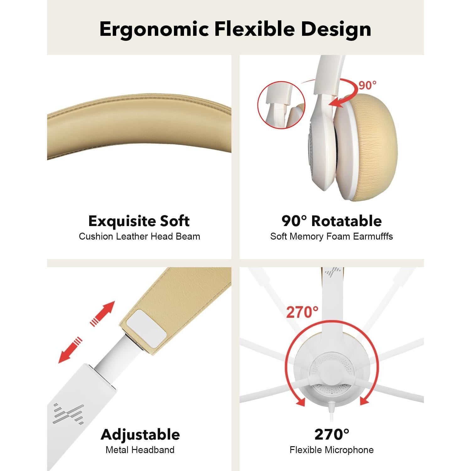 Auriculares USB con micrófono JIAMQISHI EH01, cancelación ruido