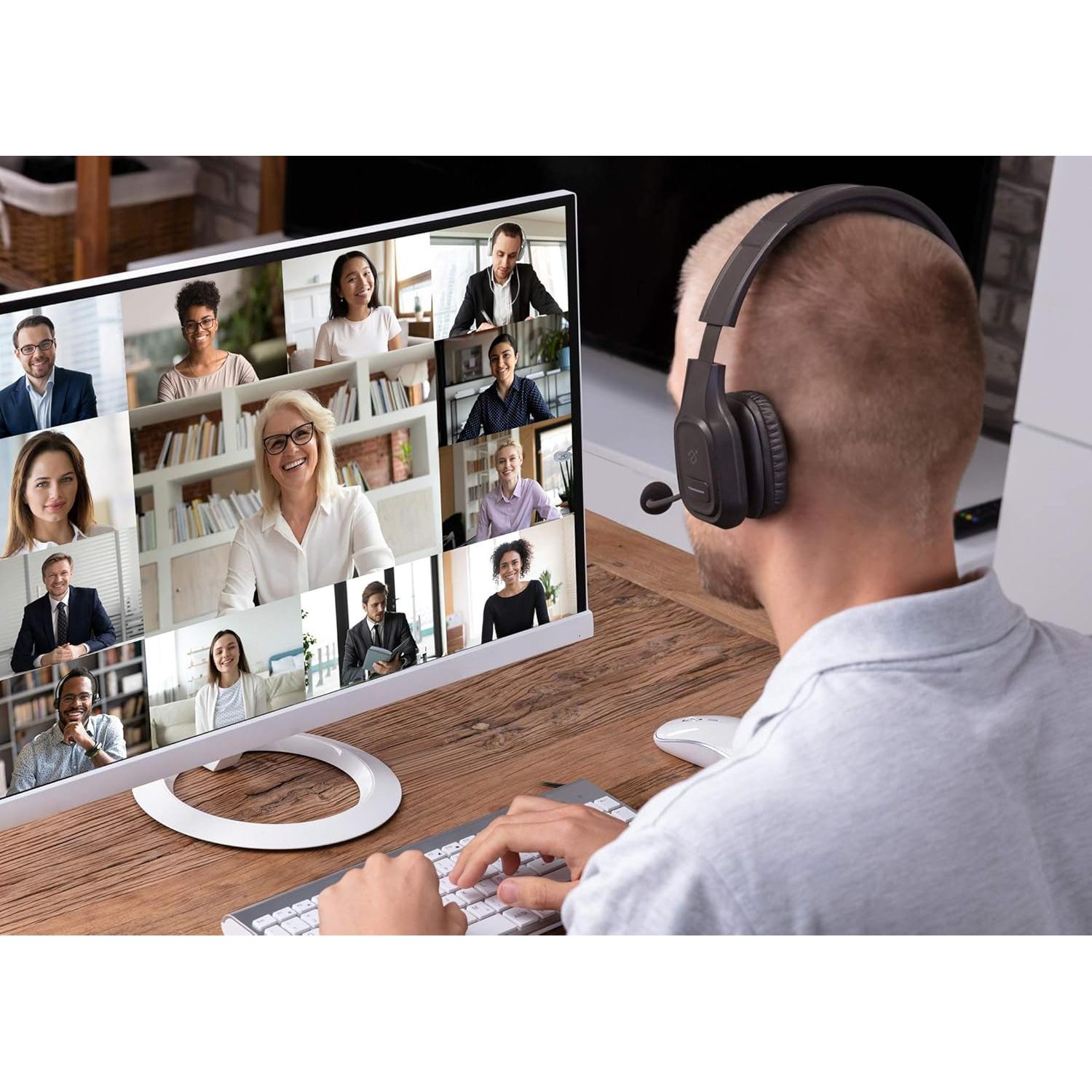 Auriculares Inalámbricos Aluratek ABHM100F Bluetooth 5.0 con Cancelación de Ruido