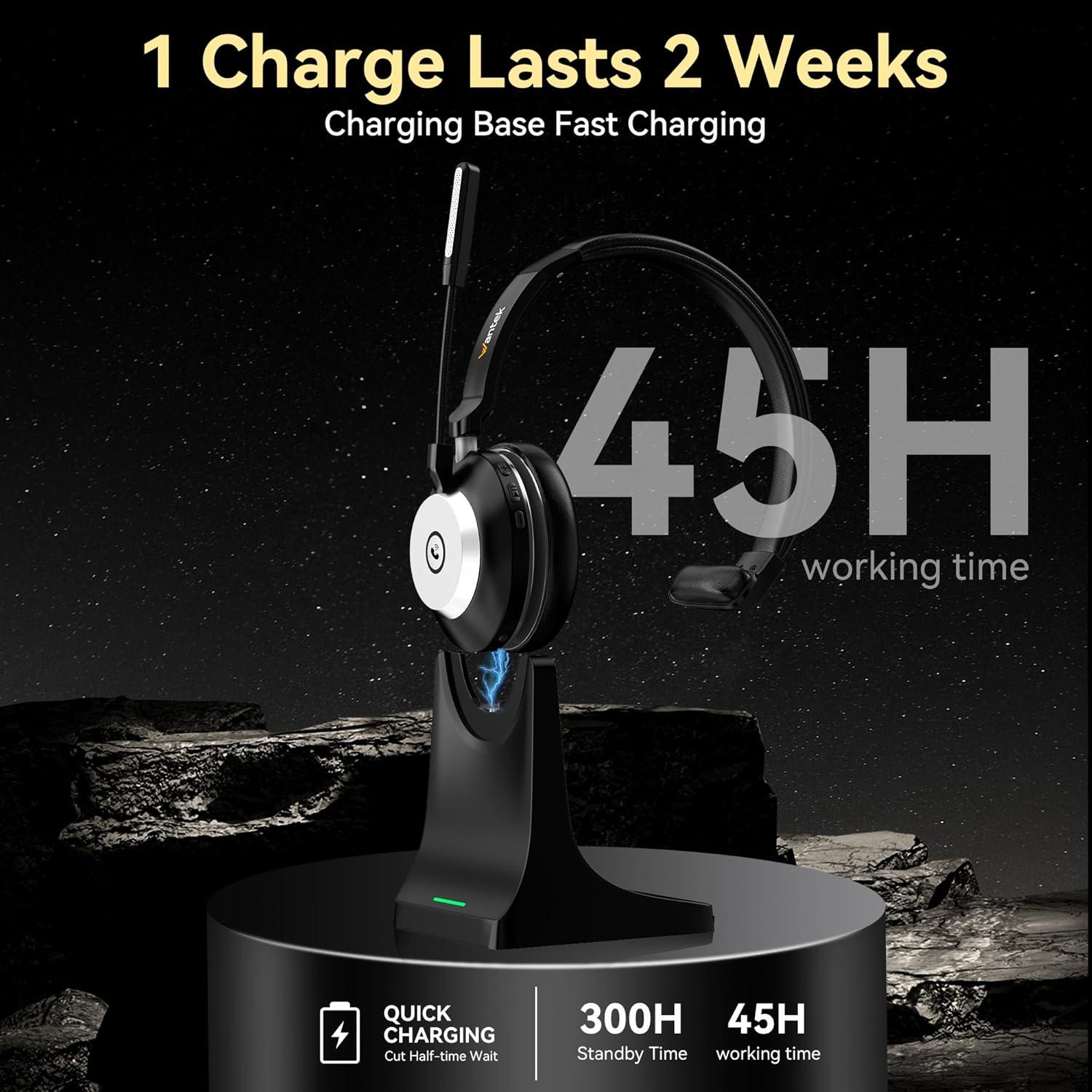 Auricular Inalámbrico Wantek 881BTC con Micrófono y Cancelación de Ruido