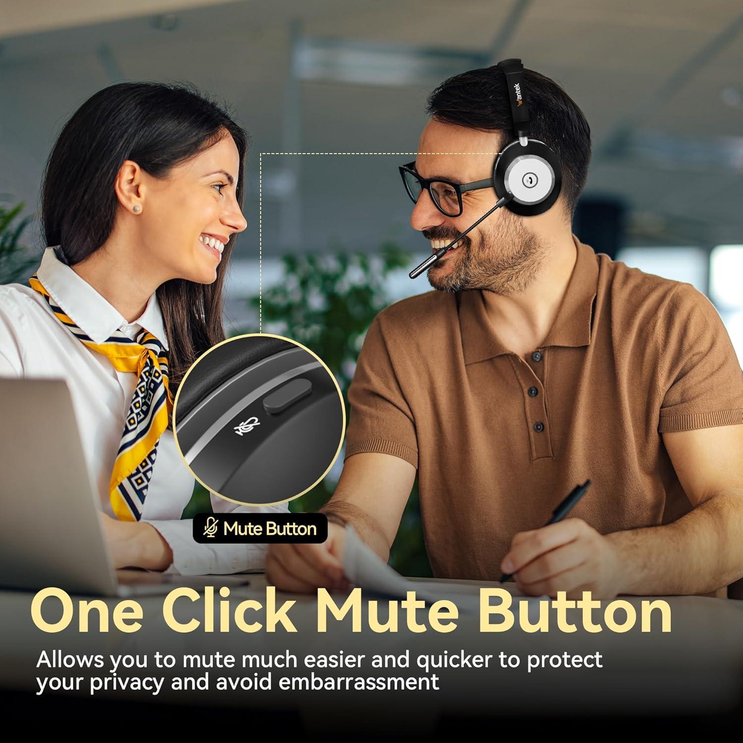 Auricular Inalámbrico Wantek 881BTC con Micrófono y Cancelación de Ruido