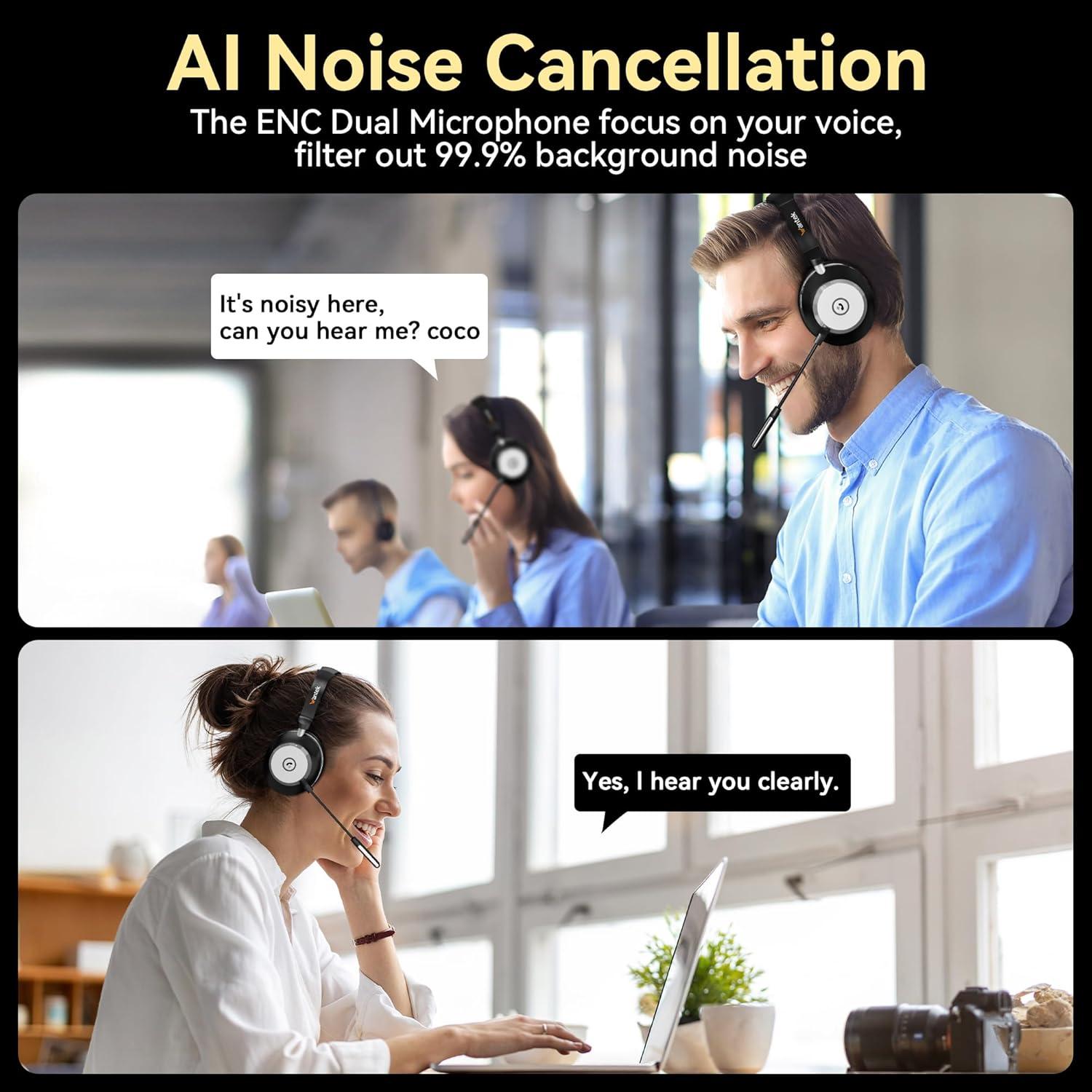 Auricular Inalámbrico Wantek 881BTC con Micrófono y Cancelación de Ruido