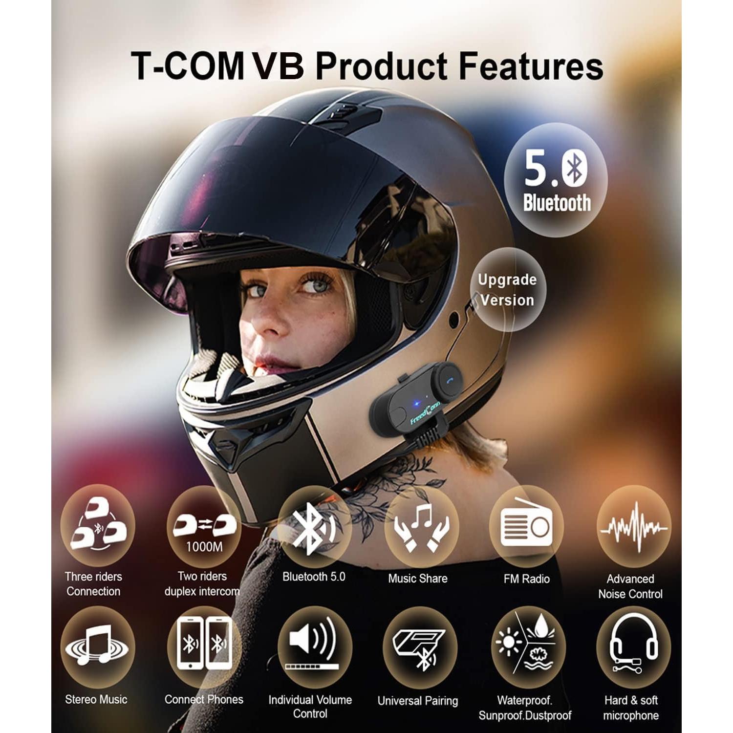 Auricular Bluetooth FreedConn TCOM-VB para Motocicleta 10h