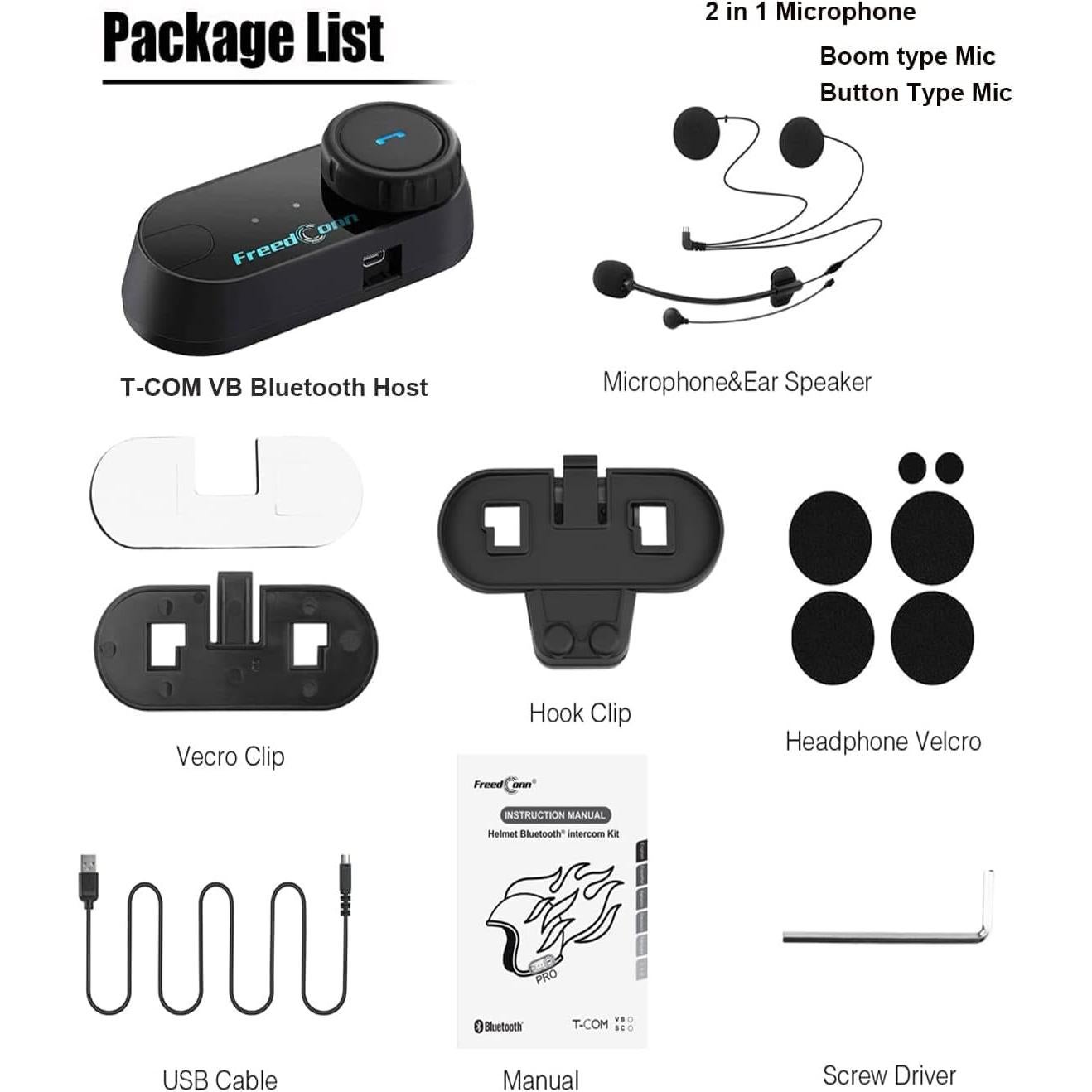 Auricular Bluetooth FreedConn TCOM-VB para Motocicleta 10h