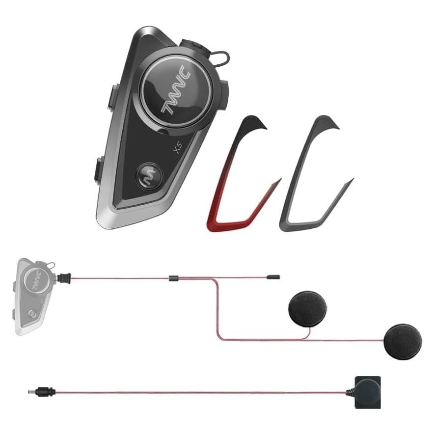 eECO-FLYING Motorcycle Helmet Bluetooth Headsets,Up to 1KM 2 Rider Intercom Bluetooth 5.1 Helmet Communication System with AI Voice and Music Sharing,1000mAh (2pack for Full Helmet(Soft mic))