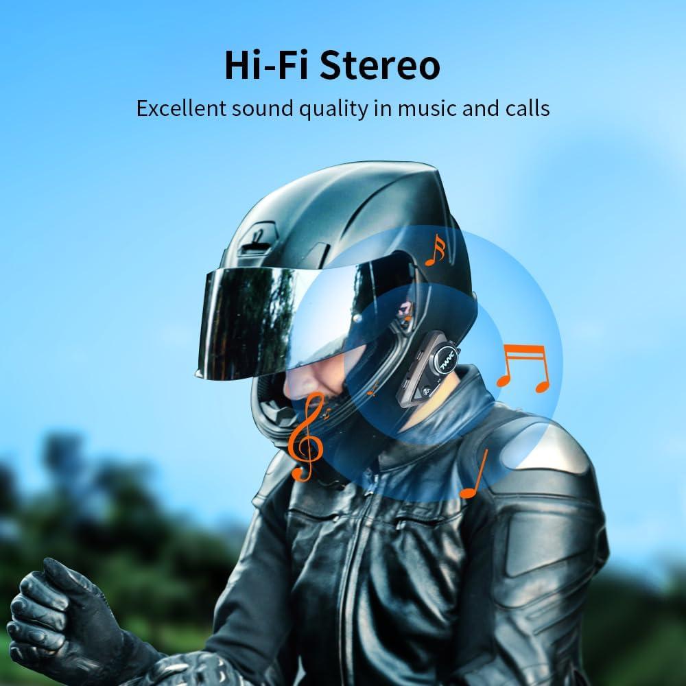 eECO-FLYING Motorcycle Helmet Bluetooth Headsets,Up to 1KM 2 Rider Intercom Bluetooth 5.1 Helmet Communication System with AI Voice and Music Sharing,1000mAh (2pack for Full Helmet(Soft mic))
