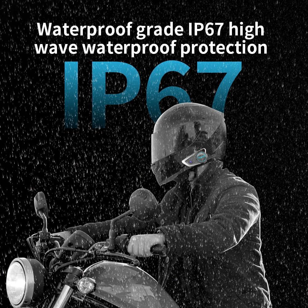 eECO-FLYING Motorcycle Helmet Bluetooth Headsets,Up to 1KM 2 Rider Intercom Bluetooth 5.1 Helmet Communication System with AI Voice and Music Sharing,1000mAh (2pack for Full Helmet(Soft mic))