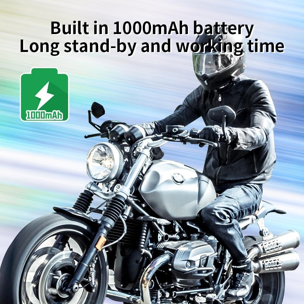 eECO-FLYING Motorcycle Helmet Bluetooth Headsets,Up to 1KM 2 Rider Intercom Bluetooth 5.1 Helmet Communication System with AI Voice and Music Sharing,1000mAh (2pack for Full Helmet(Soft mic))