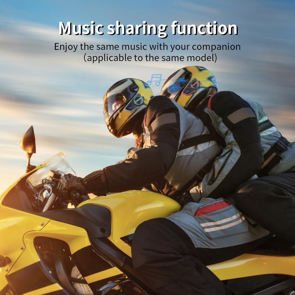 eECO-FLYING Motorcycle Helmet Bluetooth Headsets,Up to 1KM 2 Rider Intercom Bluetooth 5.1 Helmet Communication System with AI Voice and Music Sharing,1000mAh (2pack for Full Helmet(Soft mic))