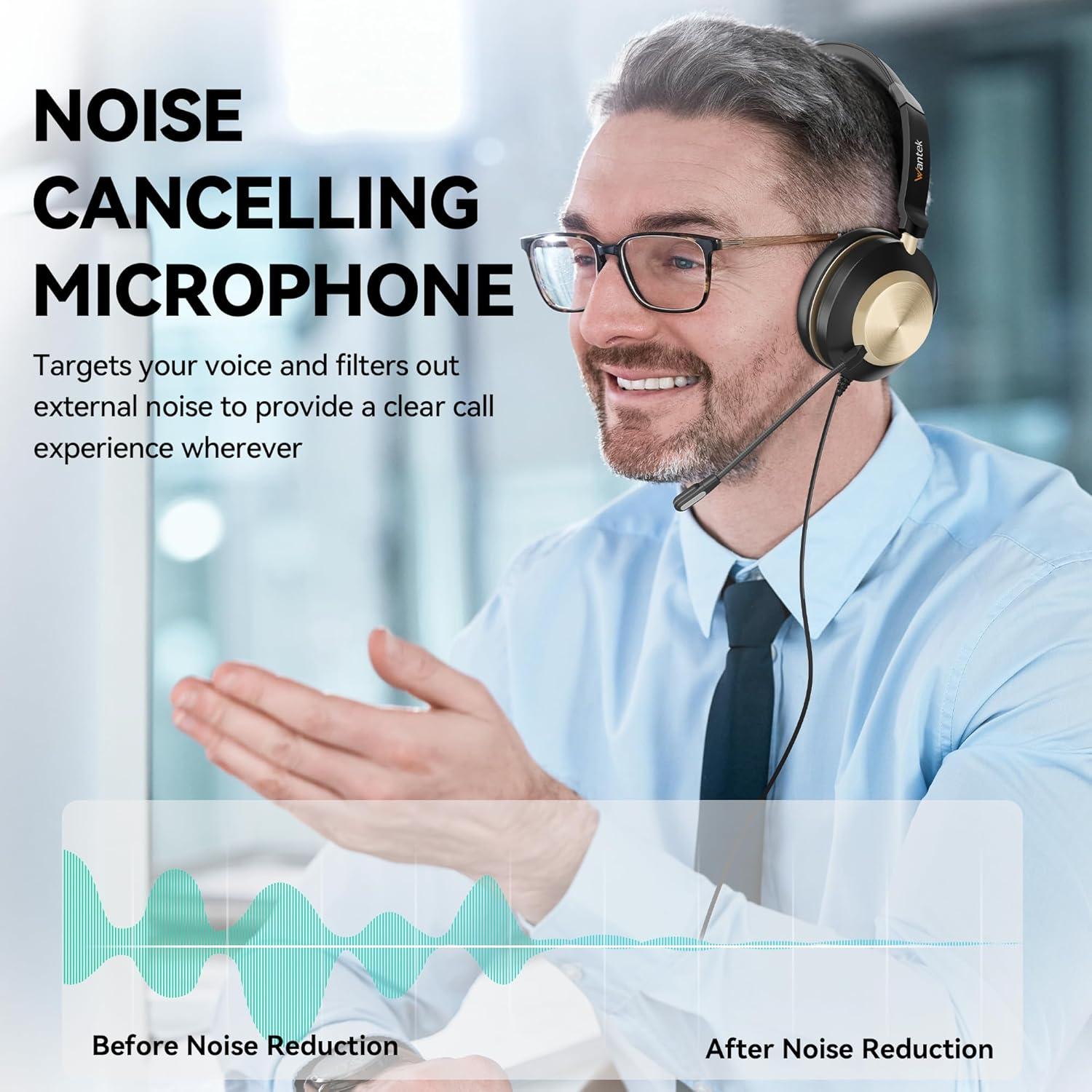 Auriculares Wantek 881FUSB con micrófono y cancelación de ruido