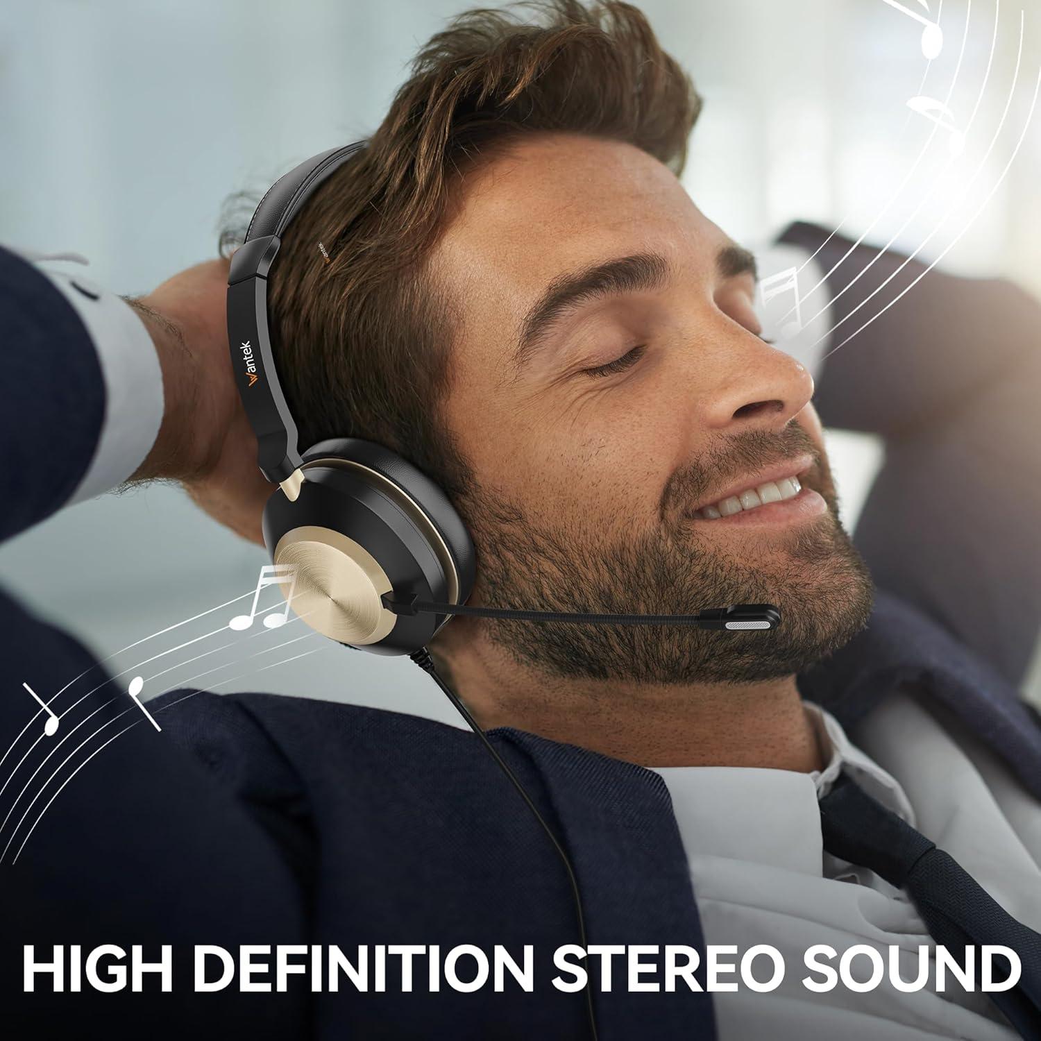 Auriculares Wantek 881FUSB con micrófono y cancelación de ruido