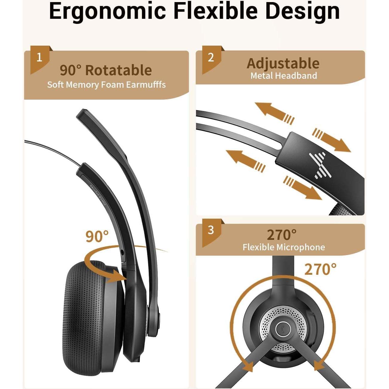 Auriculares Inalámbricos JIAMQISHI EH06 con Micrófono y Dongle USB