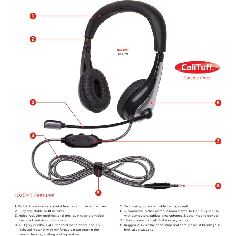 Auriculares con micrófono Califone 1025MT NeoTech Negro Plata