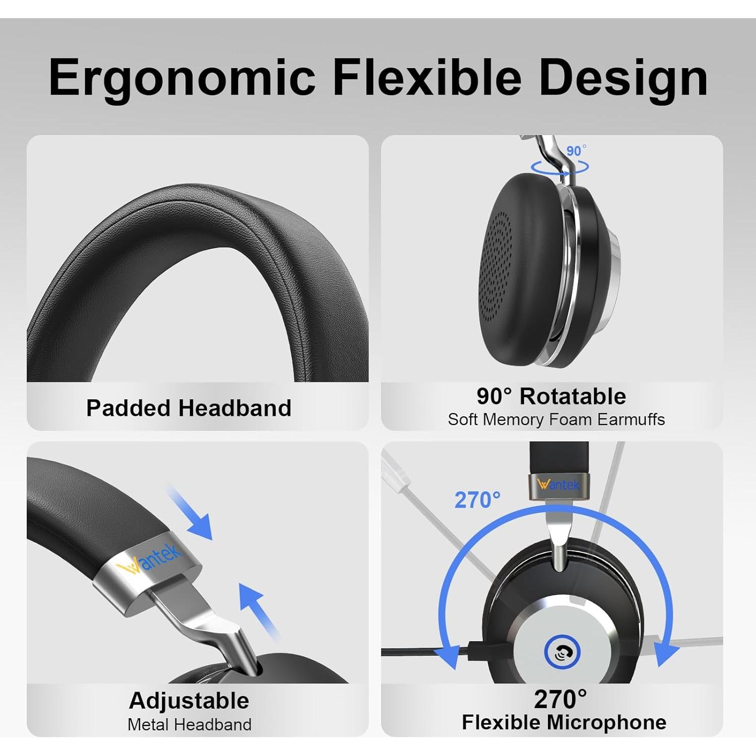 Auricular Inalámbrico Bluetooth Wantek Doble Oreja con Micrófono