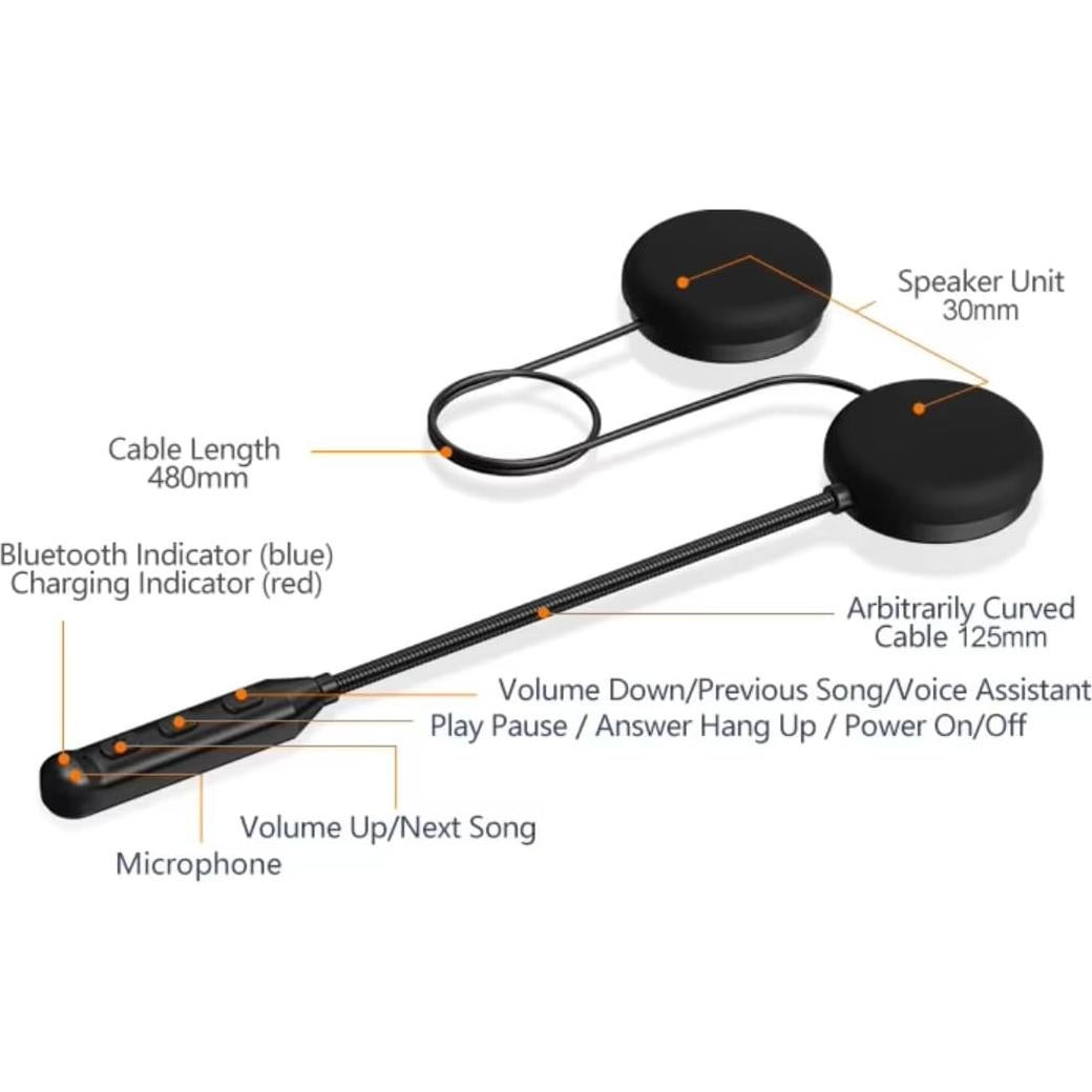 Auricular Bluetooth GDM para Casco de Motocicleta, Altavoces Dobles