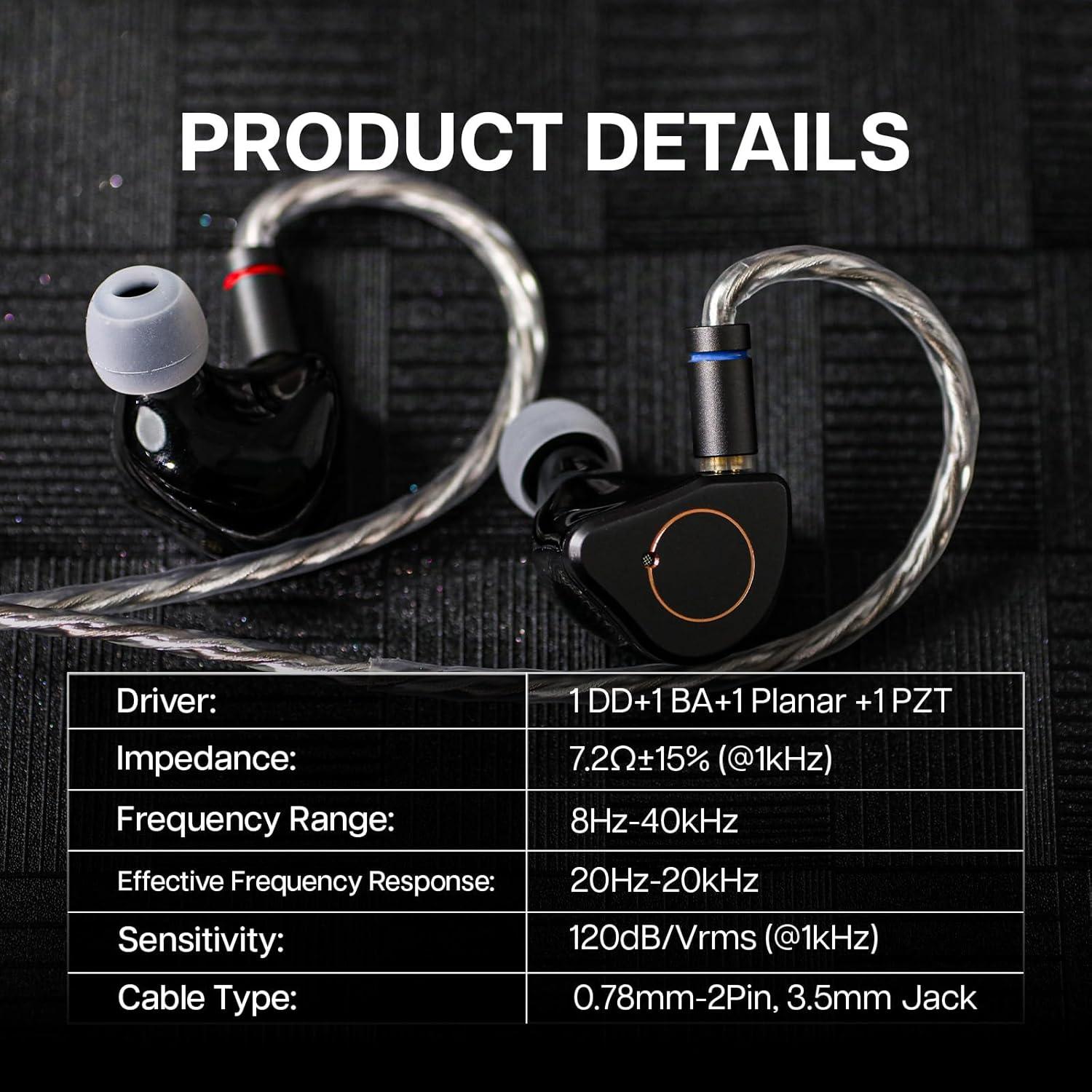 Auriculares In-Ear Linsoul SIMGOT SuperMix 4 HiFi 1DD+1BA+1Planar