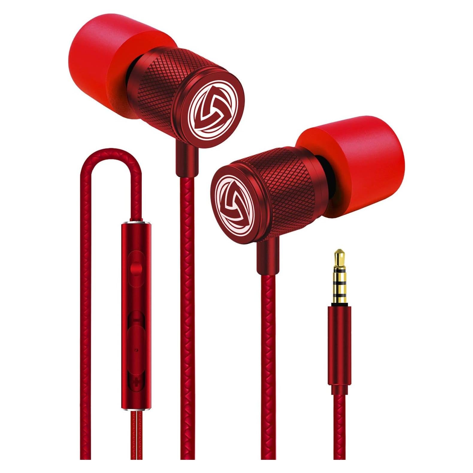 Auriculares con Cable LUDOS ULTRA Rojo - Aislamiento de Ruido, Micrófono