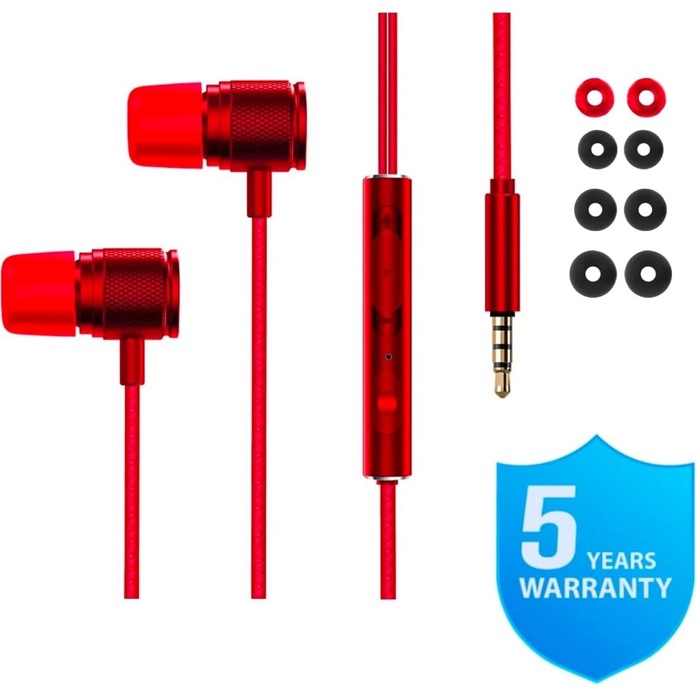 Auriculares con Cable LUDOS ULTRA Rojo - Aislamiento de Ruido, Micrófono