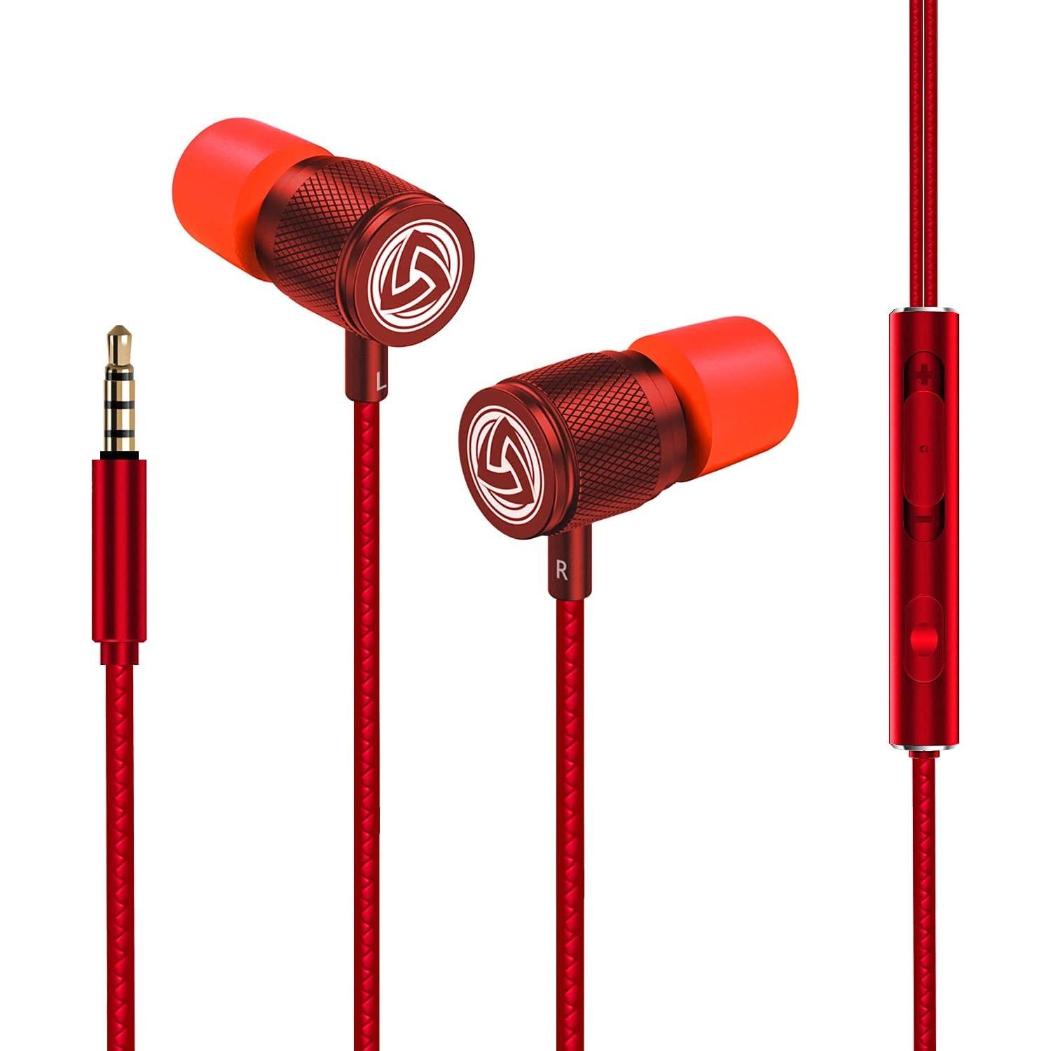 Auriculares con Cable LUDOS ULTRA Rojo - Aislamiento de Ruido, Micrófono