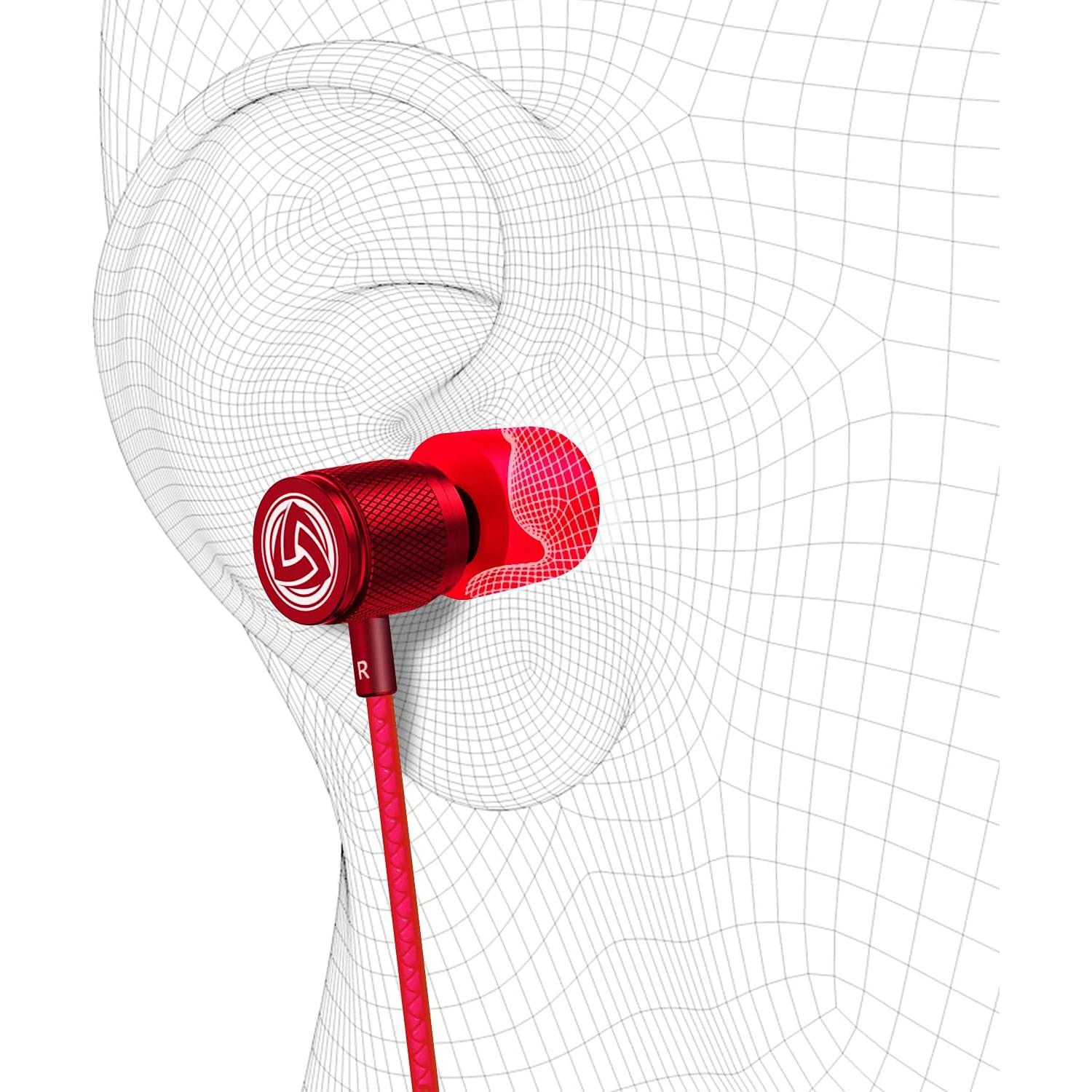 Auriculares con Cable LUDOS ULTRA Rojo - Aislamiento de Ruido, Micrófono