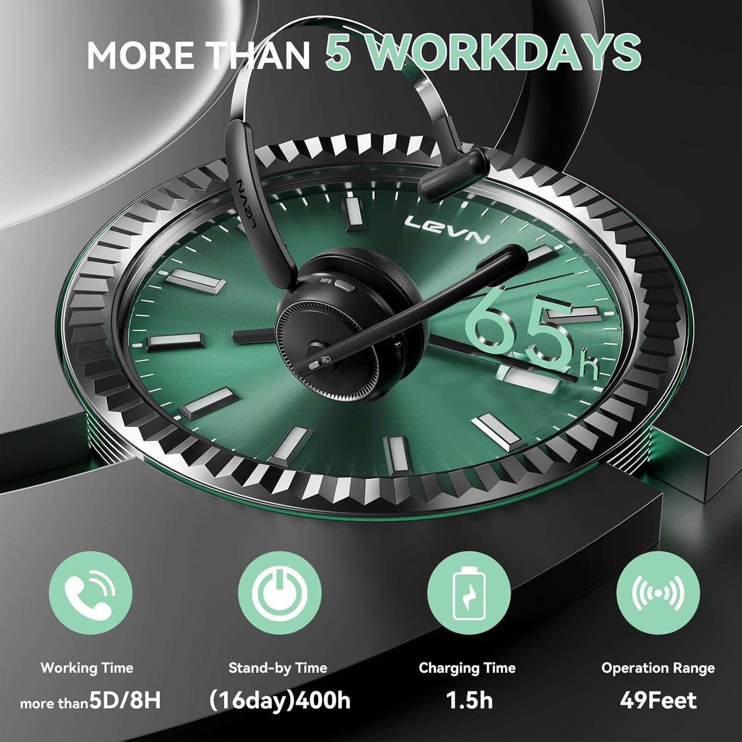 Auricular Inalámbrico LEVN CT001 Bluetooth 5.2 con Cancelación de Ruido