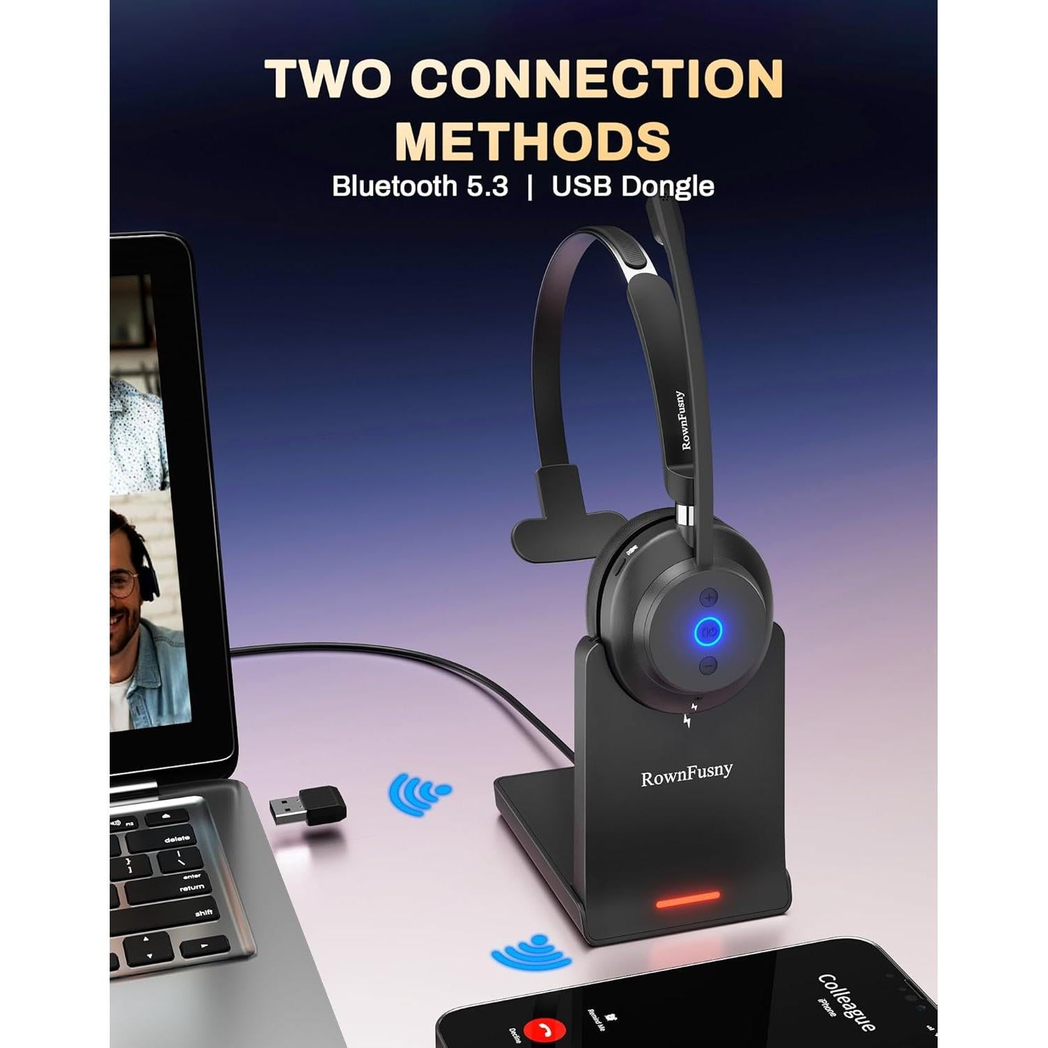 Auriculares Inalámbricos Rownfusny R03-P con Micrófono y Bluetooth 5.3