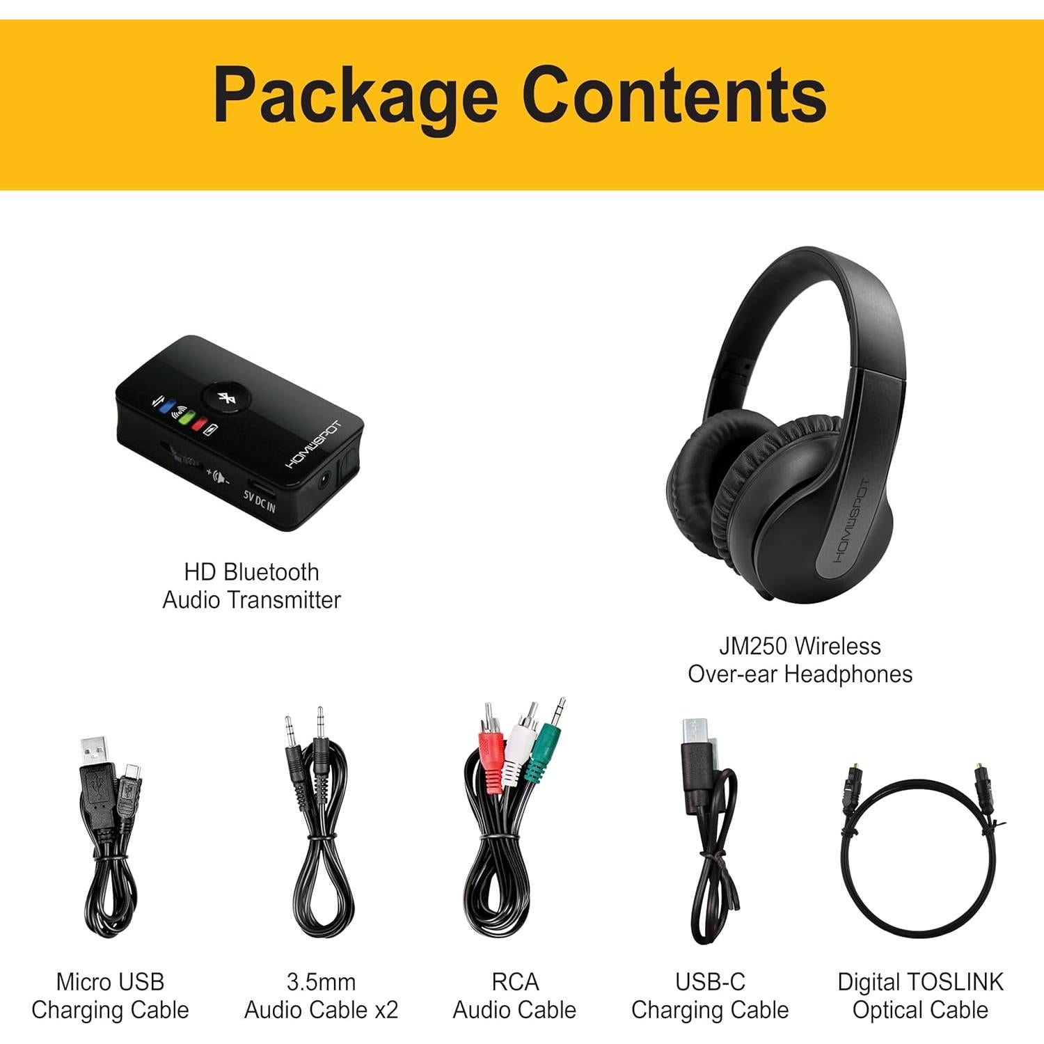 Conjunto Transmisor y Auriculares Inalámbricos HomeSpot JM250