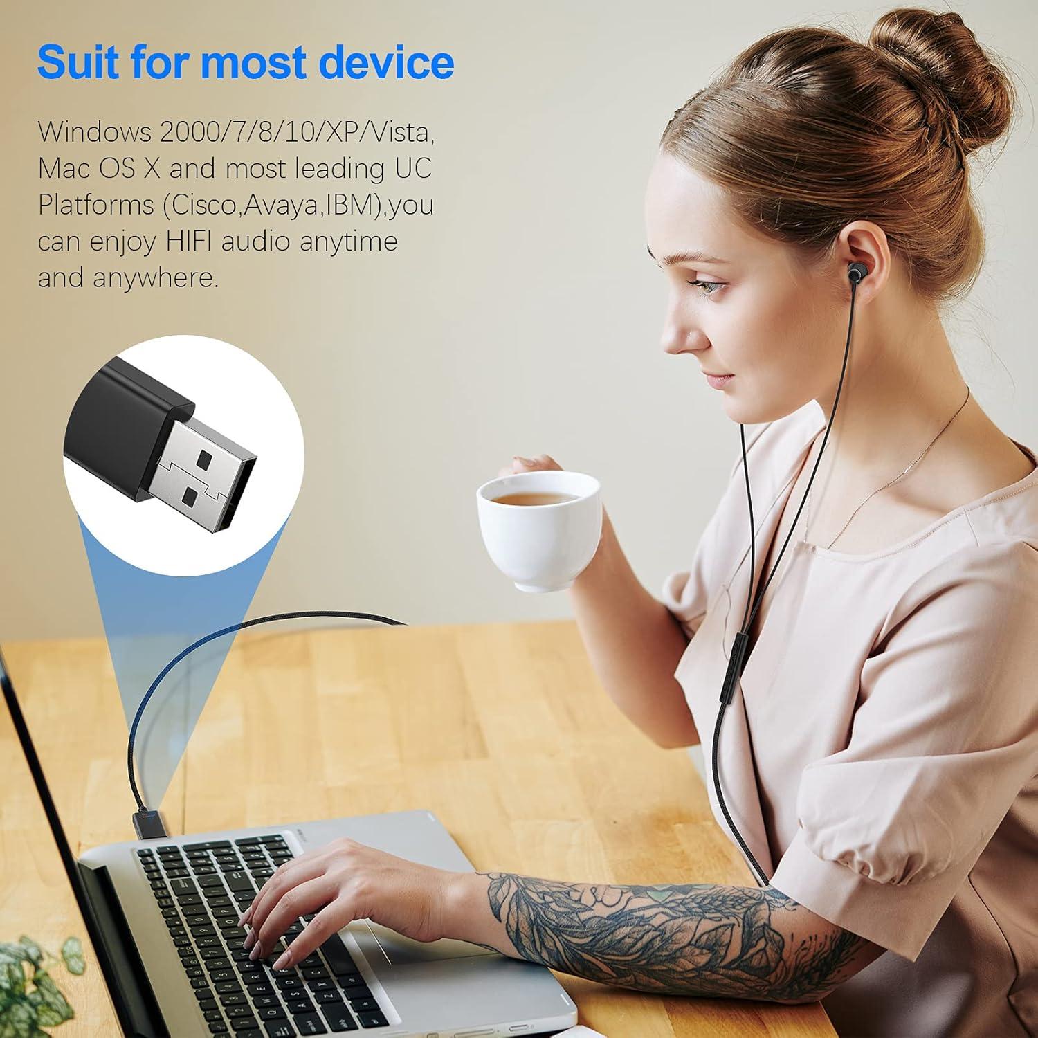 Auriculares USB ACAGET HiFi Estéreo In-Ear con Micrófono