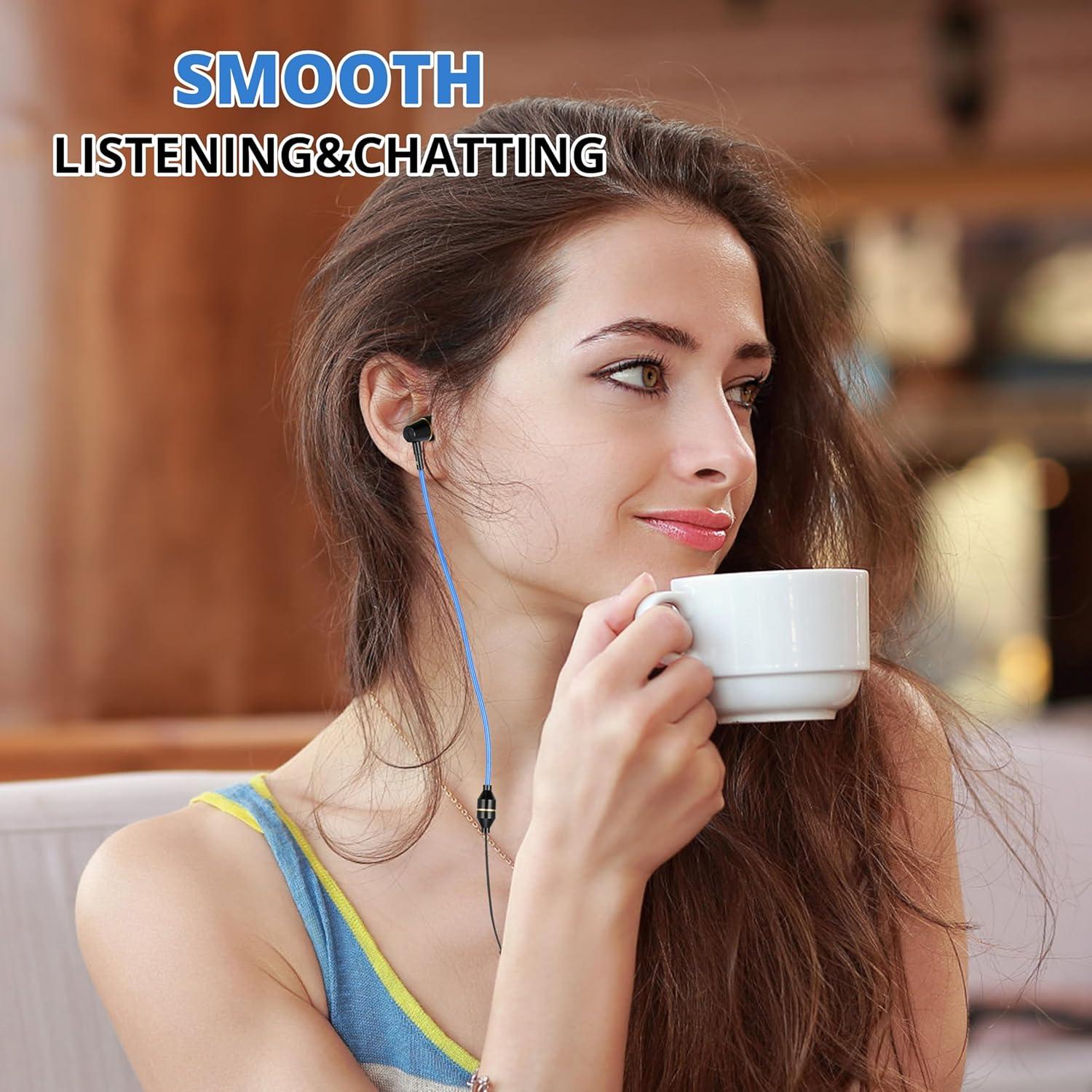 KINDEN Air Tube Earbuds Headphone Binaural Earphones with Microphone Noise Cancelling for Phone,Pad,Pod,HTC,Sony,Mp3 Players