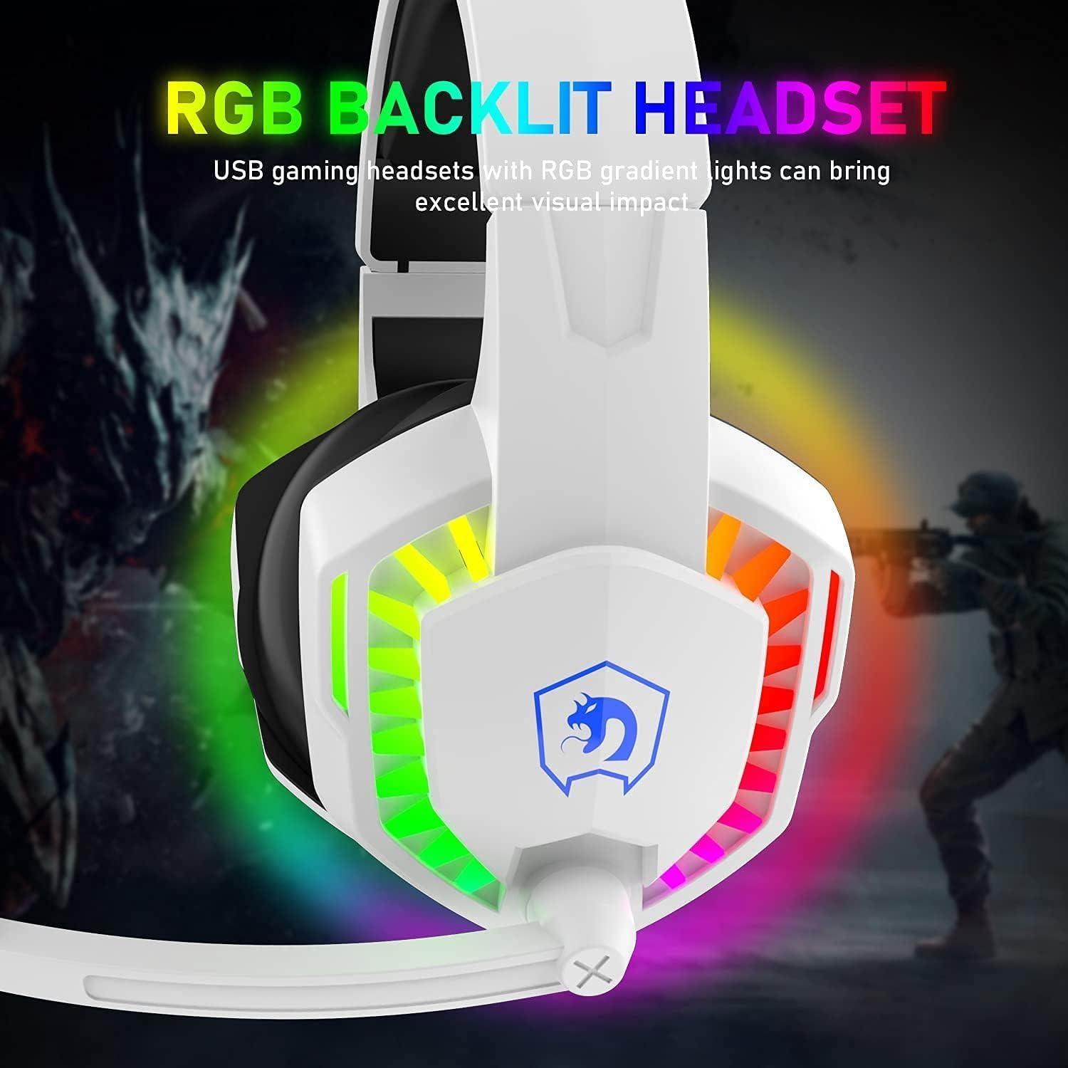 Auricular Gaming ZIYOU LANG Blanco 40mm RGB Con Micrófono