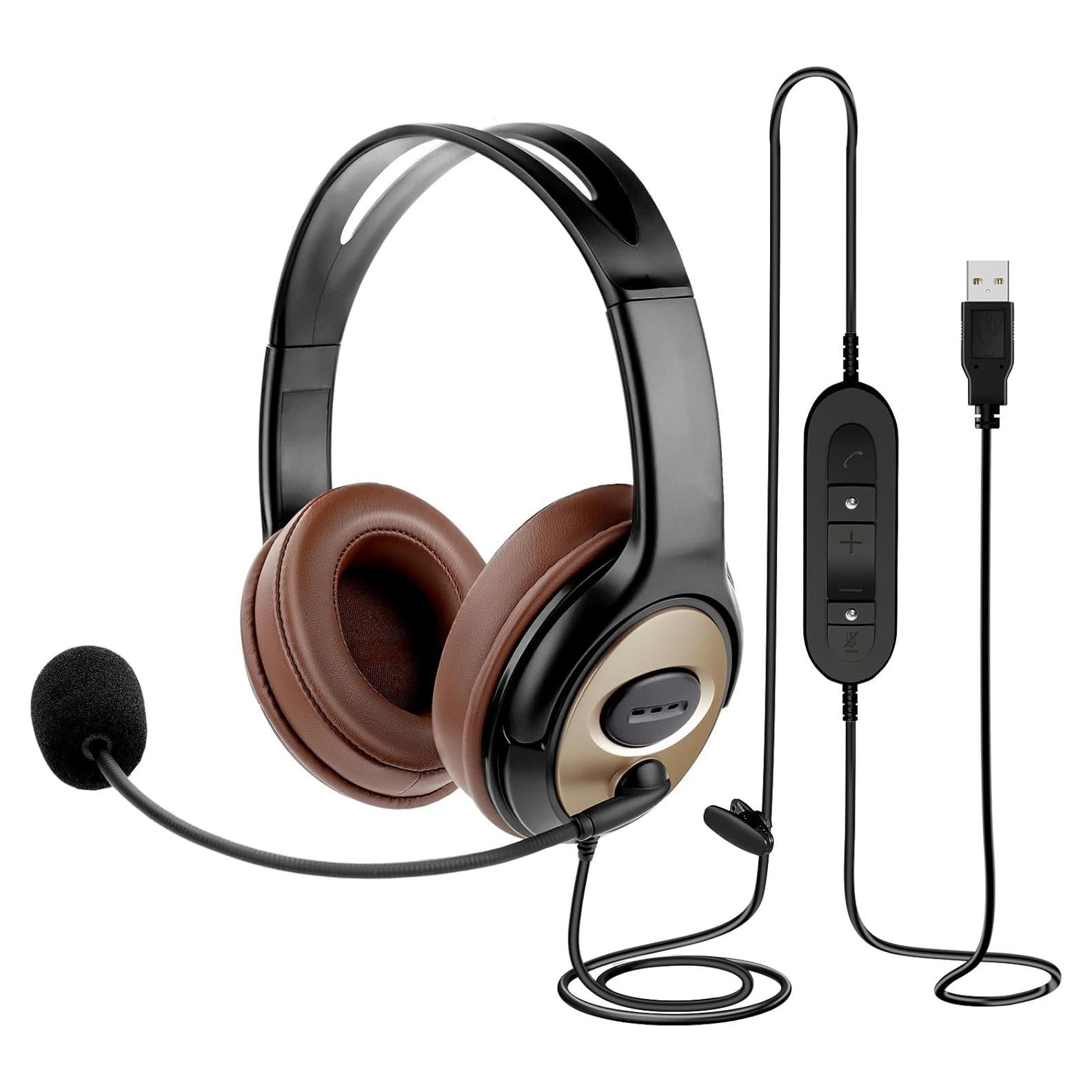 Auriculares USB Emaiker EMK806DUC01 con Micrófono y Cancelación de Ruido