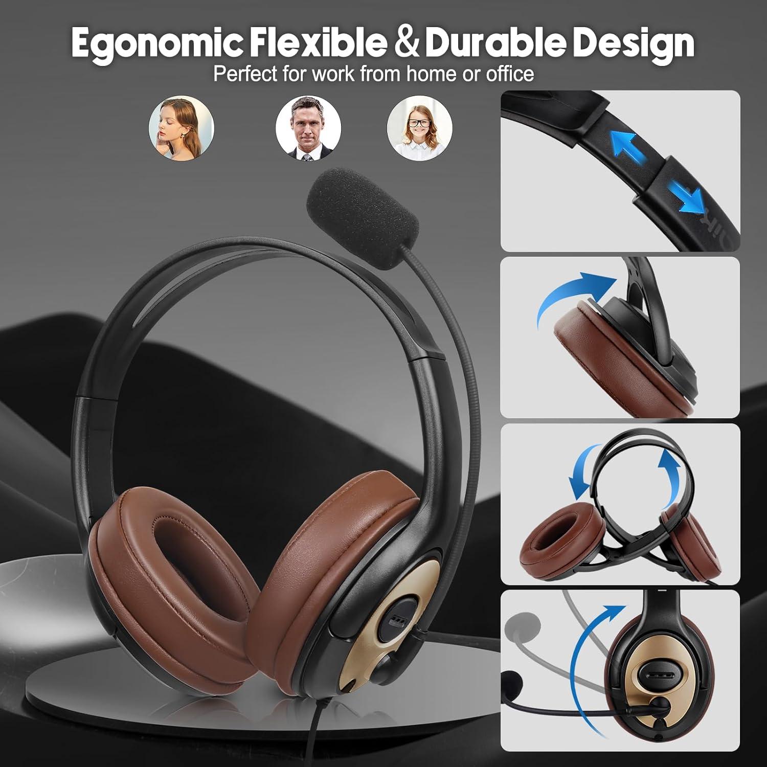 Auriculares USB Emaiker EMK806DUC01 con Micrófono y Cancelación de Ruido