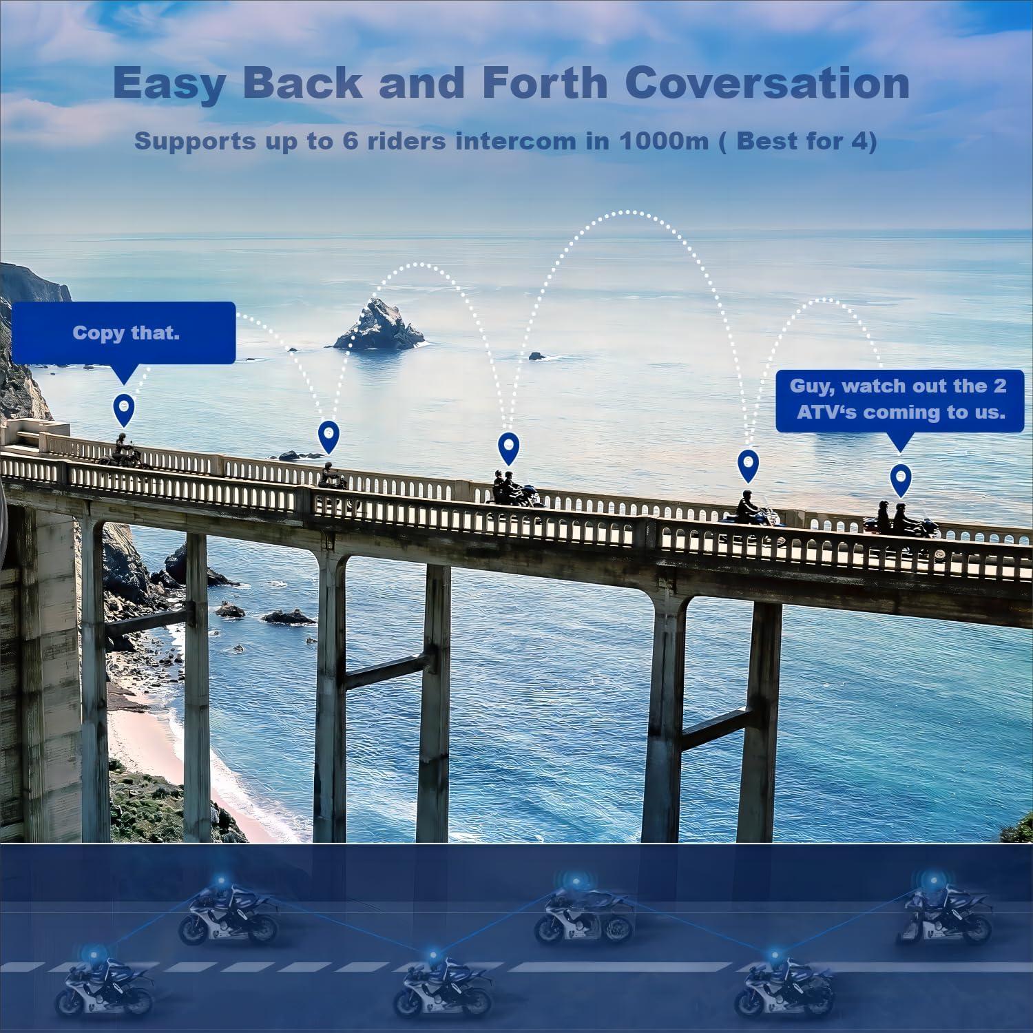 Auricular Bluetooth Fodsports FX6 para Motocicleta - 6 Riders