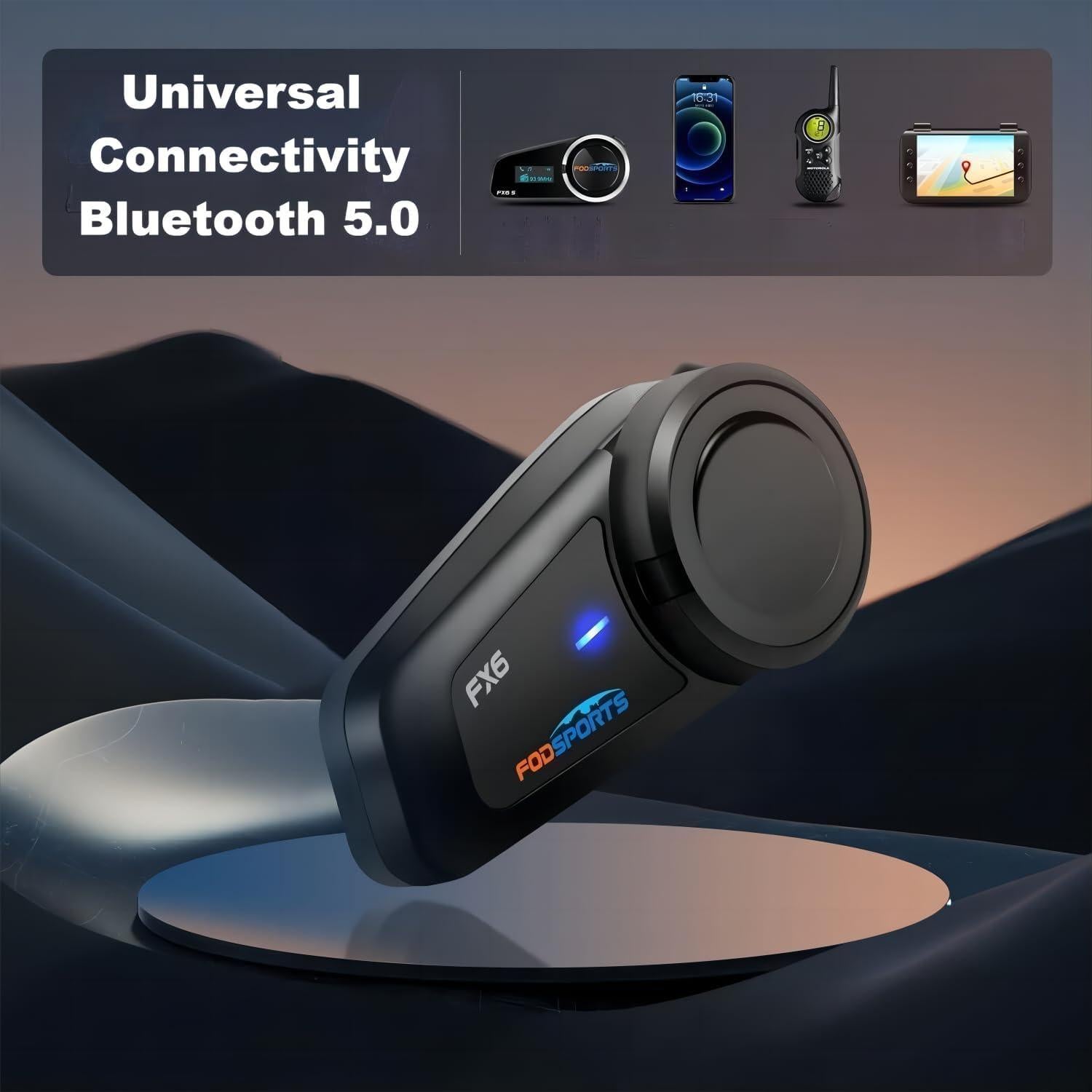 Auricular Bluetooth Fodsports FX6 para Motocicleta - 6 Riders