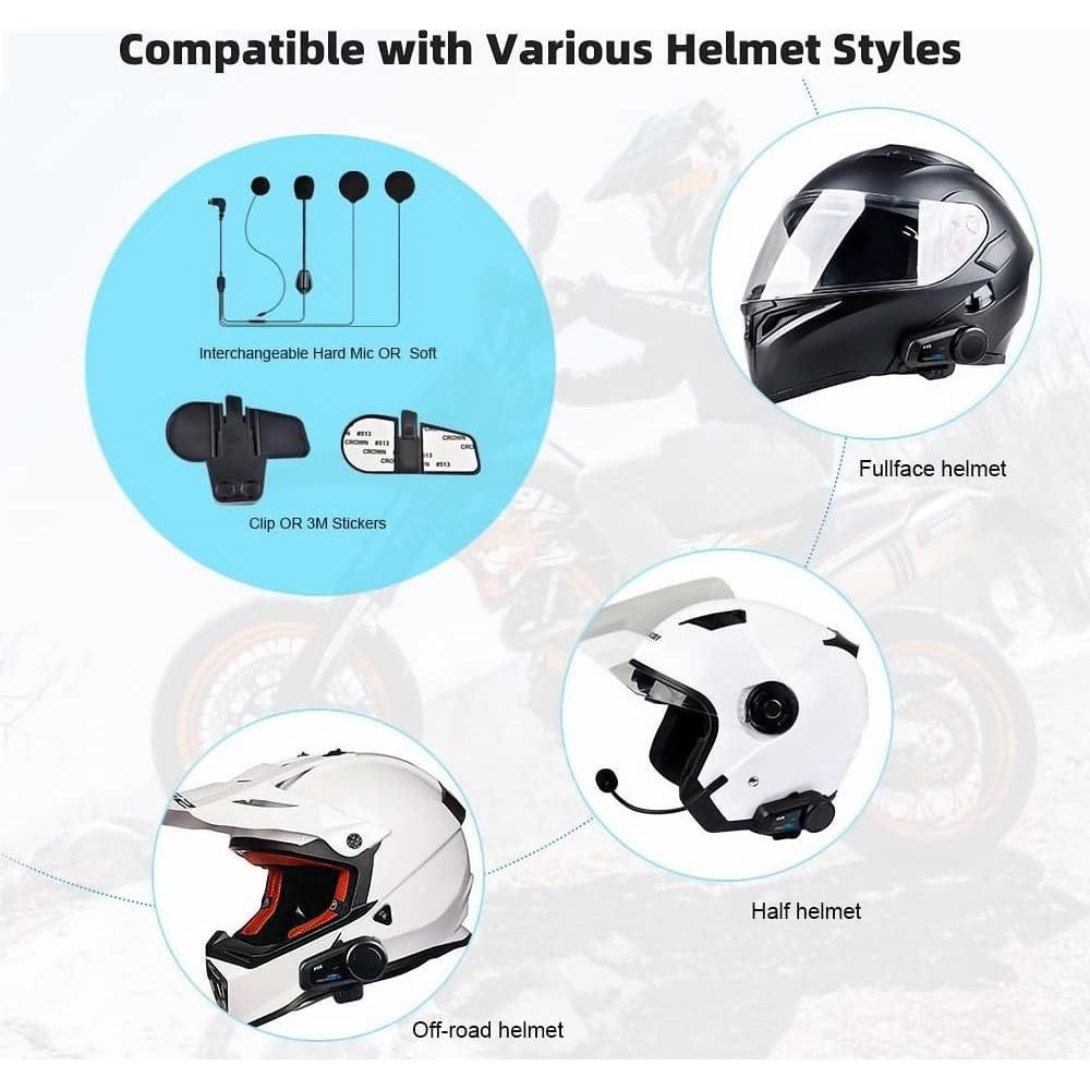 Auricular Bluetooth Fodsports FX6 para Motocicleta - 6 Riders