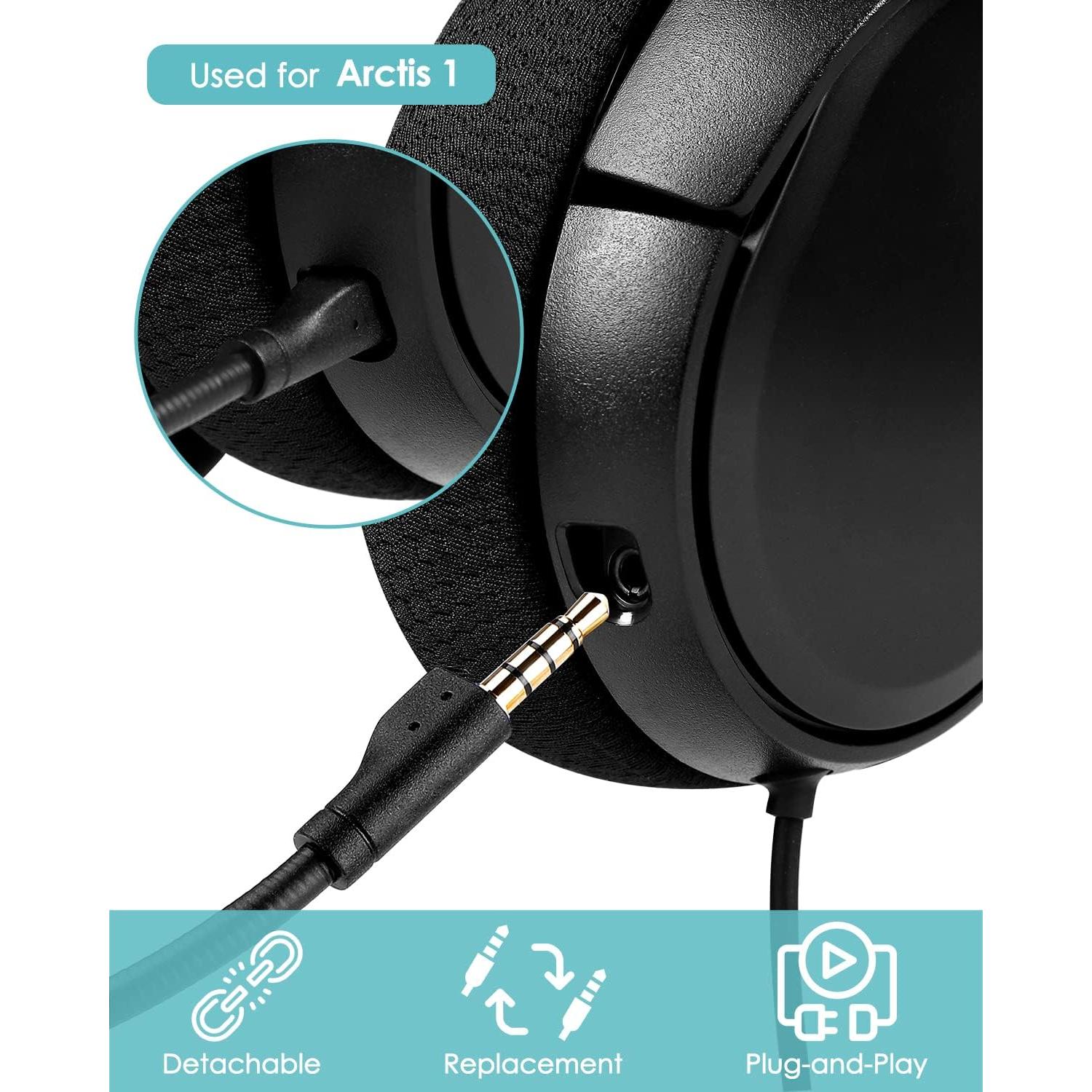 Mic Replacement Compatible with SteelSeries Arctis 1 3.5mm Jack Detachable Microphone Boom Noise Cancelling for Gaming Headsets