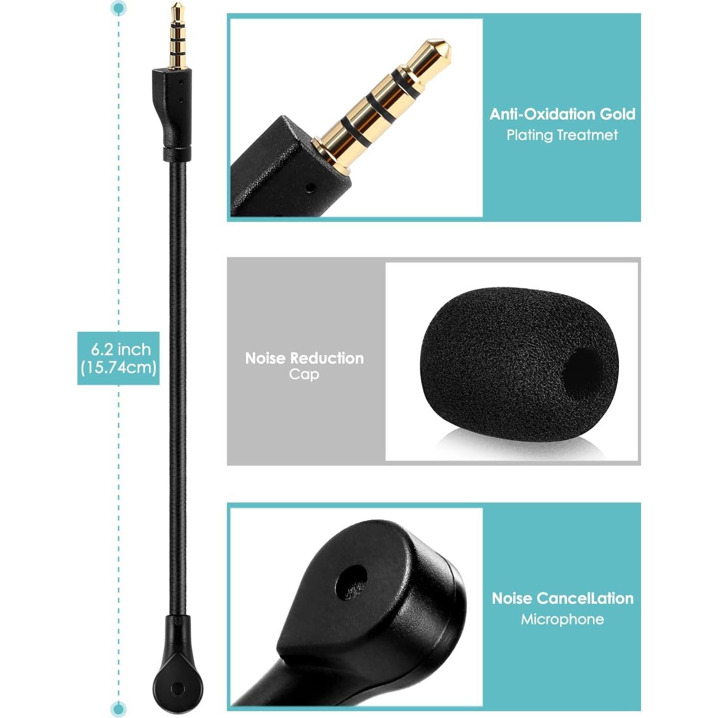 Mic Replacement Compatible with SteelSeries Arctis 1 3.5mm Jack Detachable Microphone Boom Noise Cancelling for Gaming Headsets