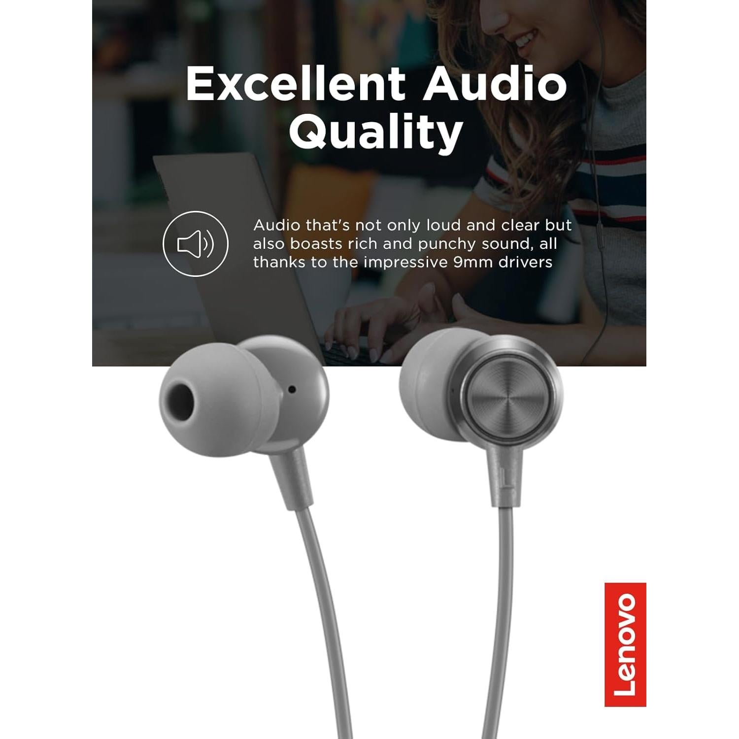 Auriculares in-ear Lenovo 300 USB-C con micrófono - Gris
