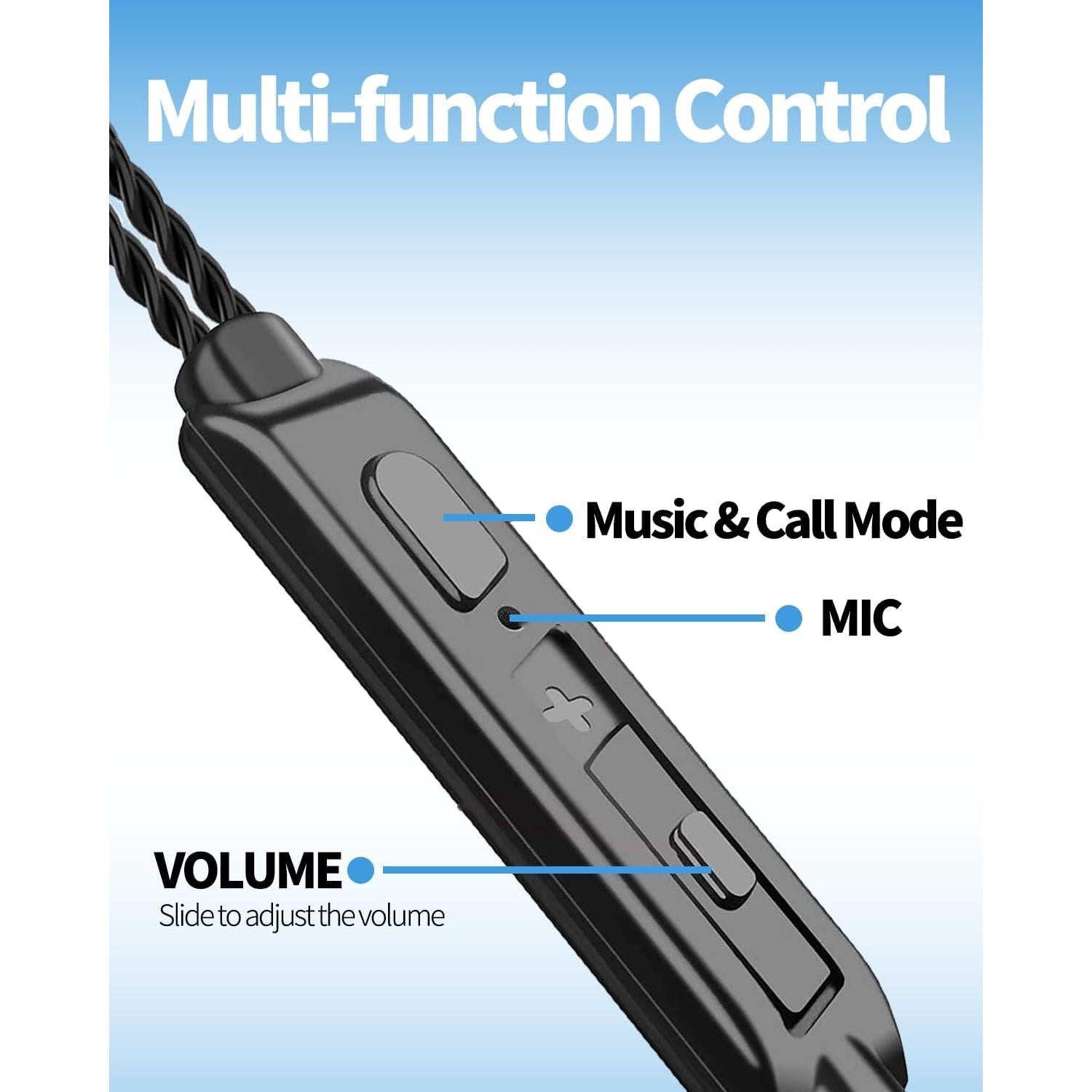 Auriculares con cable Yodamiack 3 metros con micrófono - Paquete de 3