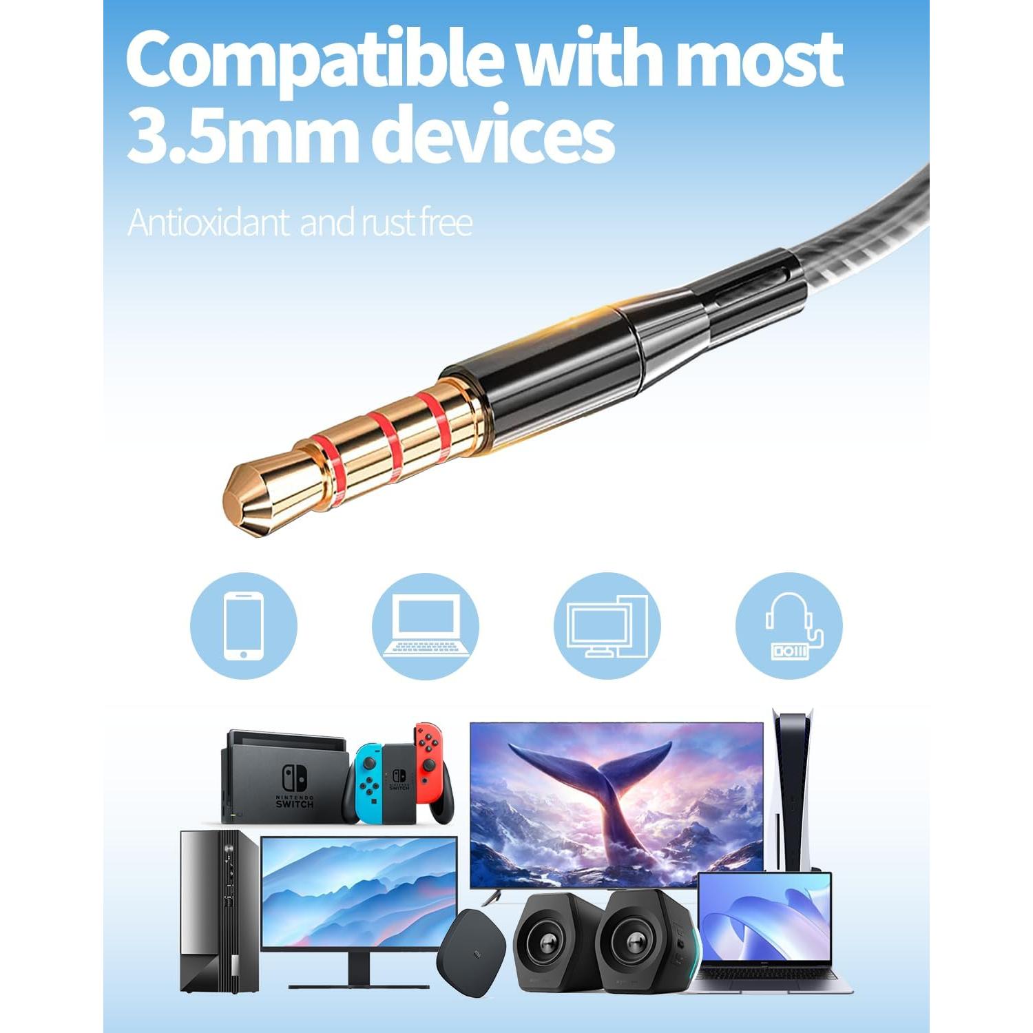 Auriculares con cable Yodamiack 3 metros con micrófono - Paquete de 3