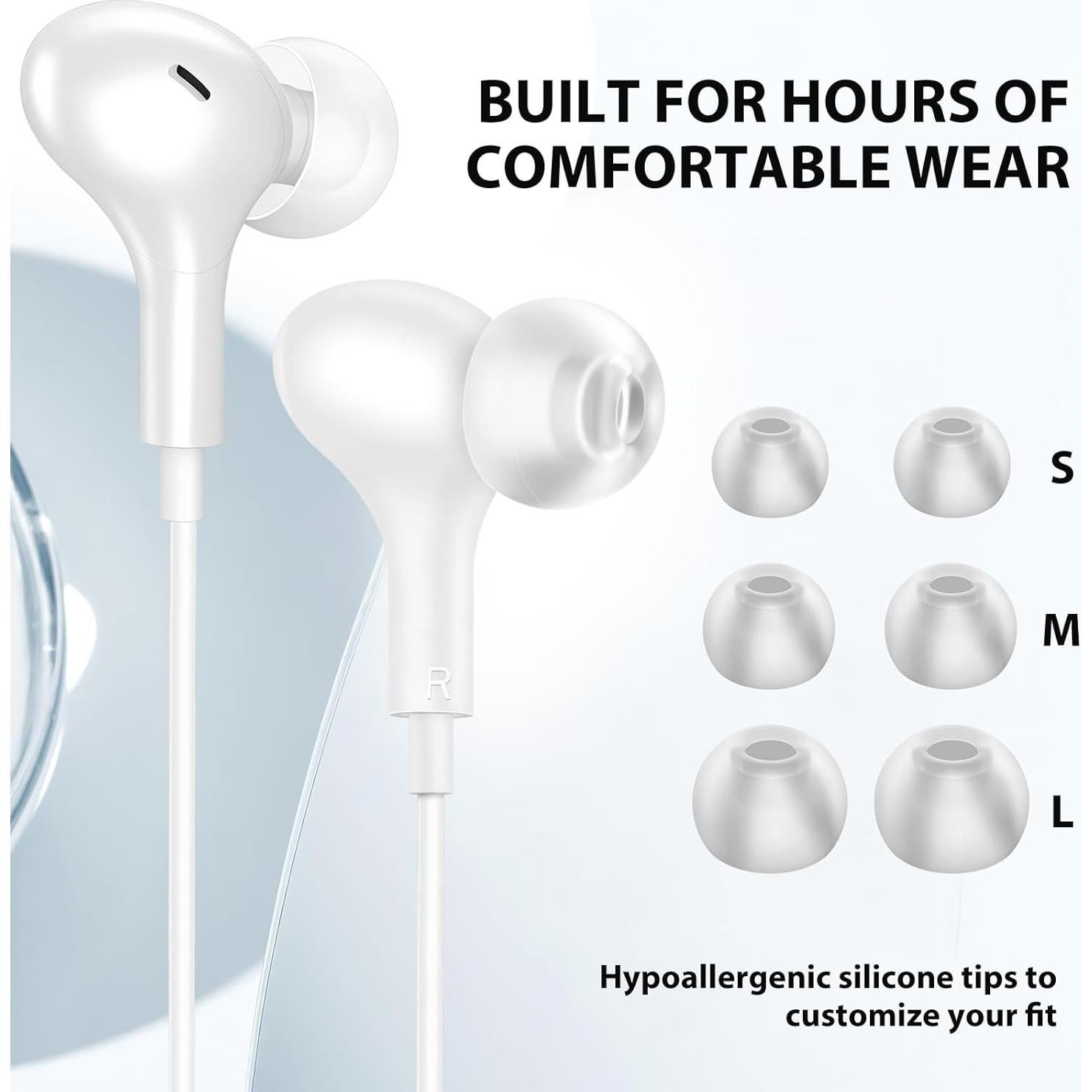 Auriculares con cable ASKUBSKU 3.5mm HiFi Intrauditivos Blanco