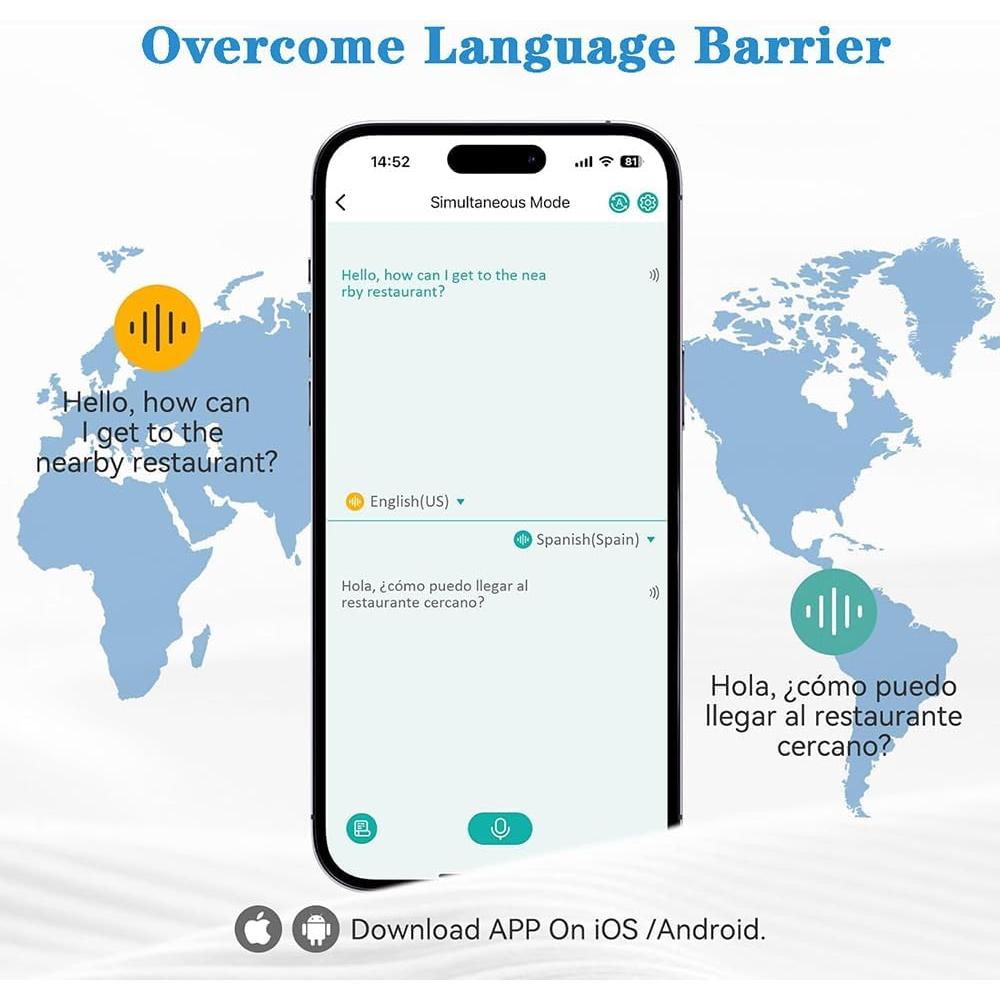 Auriculares Traductores M10 AI Bluetooth 144 Idiomas Negro