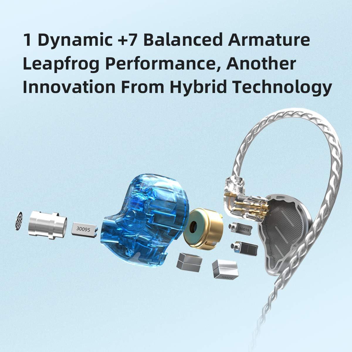 Auriculares In Ear KZ ZAX 7BA+1DD HiFi Aislamiento Sonido Plata